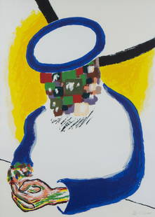 Roger RAVEEL (1921-2013), colour screenprint 'Diep nadenken' 1991, numbered 72/200 and signed: Roger RAVEEL (1921-2013), colour screenprint 'Diep nadenken' 1991, numbered 72/200 and signedRoger RAVEEL (1921-2013), kleurenzeefdruk 'Diep nadenken' 1991, genummerd 72/200 en getekend74 x 53.5 cm Ro