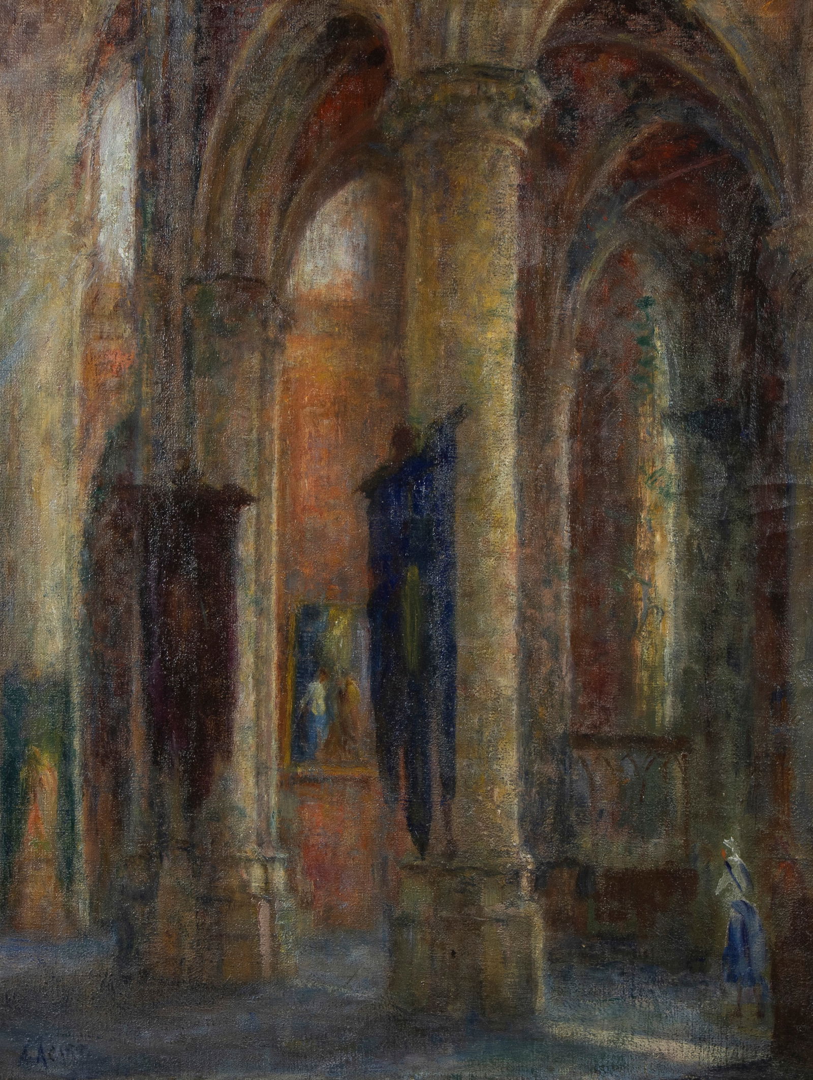 Adeline ACART (1874-1961), oil on canvas Church interior, signed (1 of 4)