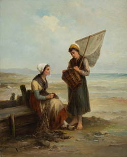 Dutch school 19th century, oil on canvas Fishermen's girls, signed H Laurent: Dutch school 19th century, oil on canvas Fishermen's girls, signed H LaurentHollandse school 19e eeuw, olie op doek Vissersmeisjes, getekend H Laurent65.5 x 54.5 cm