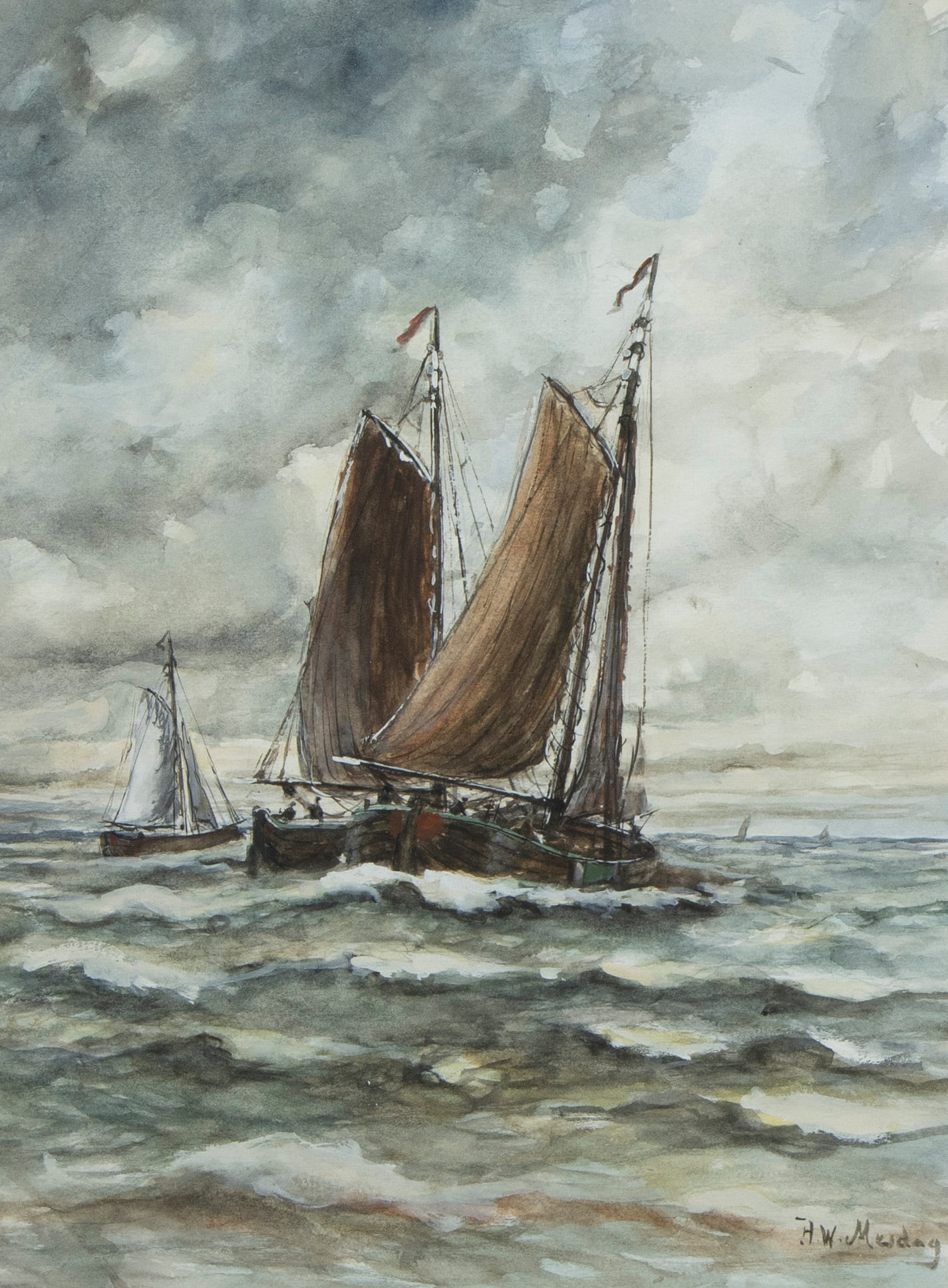 Hendrik Willem MESDAG (1831-1915), watercolor Marine, signed: Hendrik Willem MESDAG (1831-1915), watercolor Marine, signedHendrik Willem MESDAG (1831-1915), aquarel Marine, getekend36.5 x 27 cm