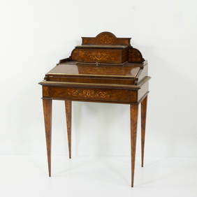 Finely marquetry Louis XVI style ladies writing desk in various types of precious wood with floral (1 of 5)