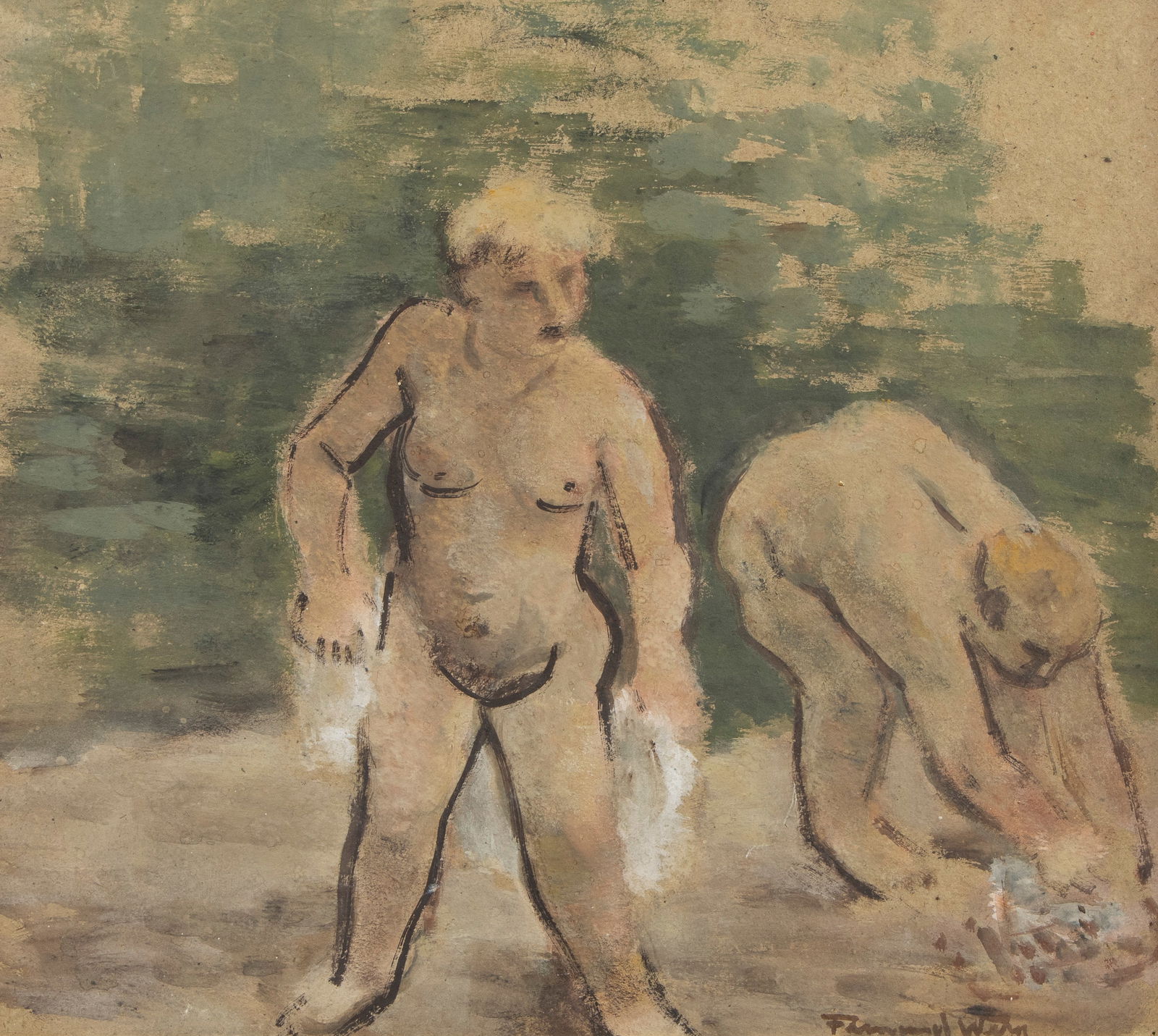 Fernand WERY (1886-1964), watercolor ?Playing children?, signed (1 of 3)