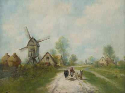 Paul SCHOUTEN (1860-1922), oil on canvas ?Landscape with Mill?, signed: Paul SCHOUTEN (1860-1922), oil on canvas ?Landscape with Mill?, signedPaul SCHOUTEN (1860-1922), olie op doek ?Landschap met molen?, getekend60 x 81 cm
