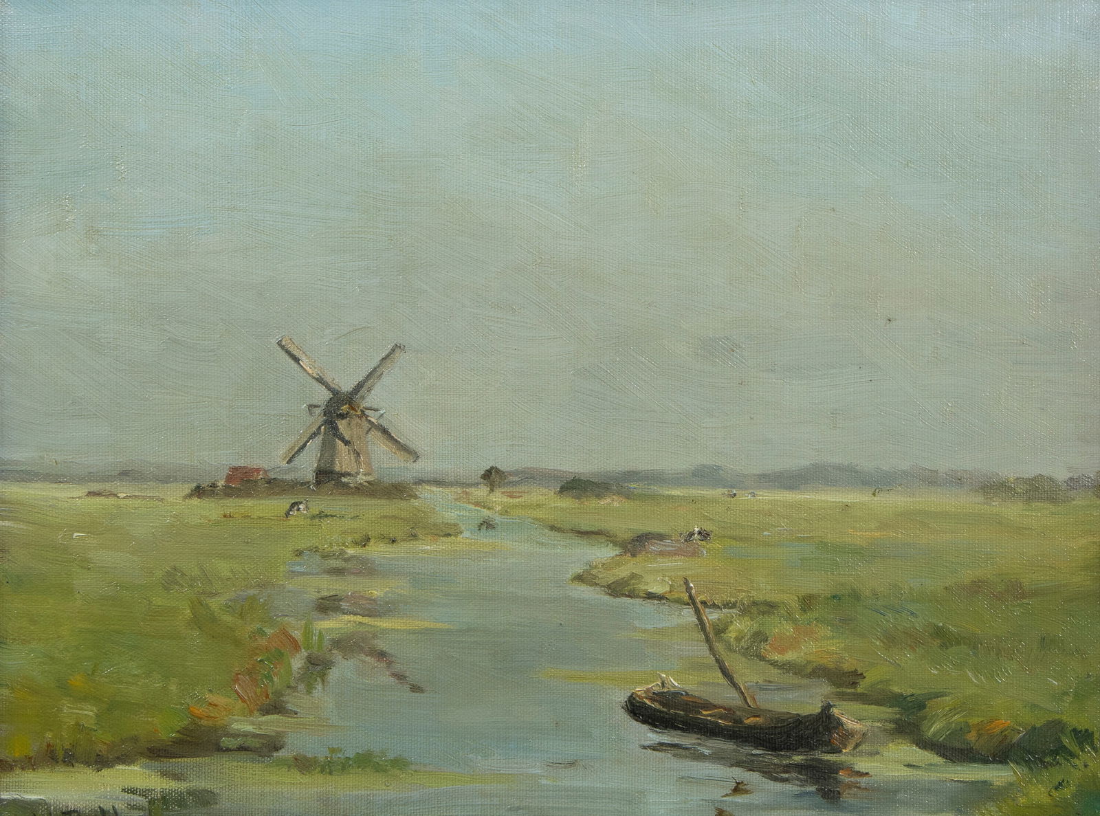 Willem ROELOFS (1822-1897), oil on canvas/board ?Landscape with Mill?, signed (1 of 3)