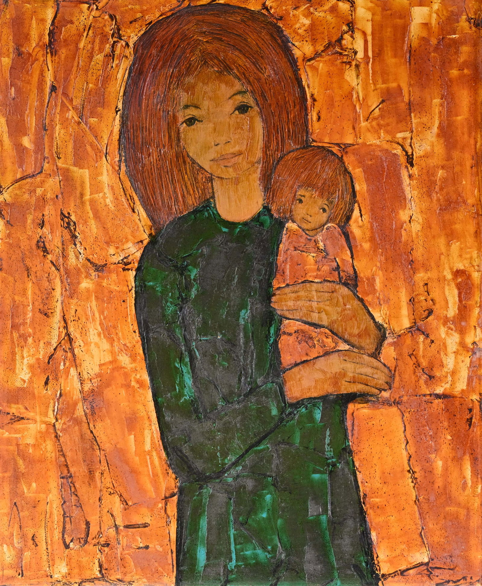 Jef WAUTERS (1927-2013), oil on canvas 'mother and child', signed (1 of 4)