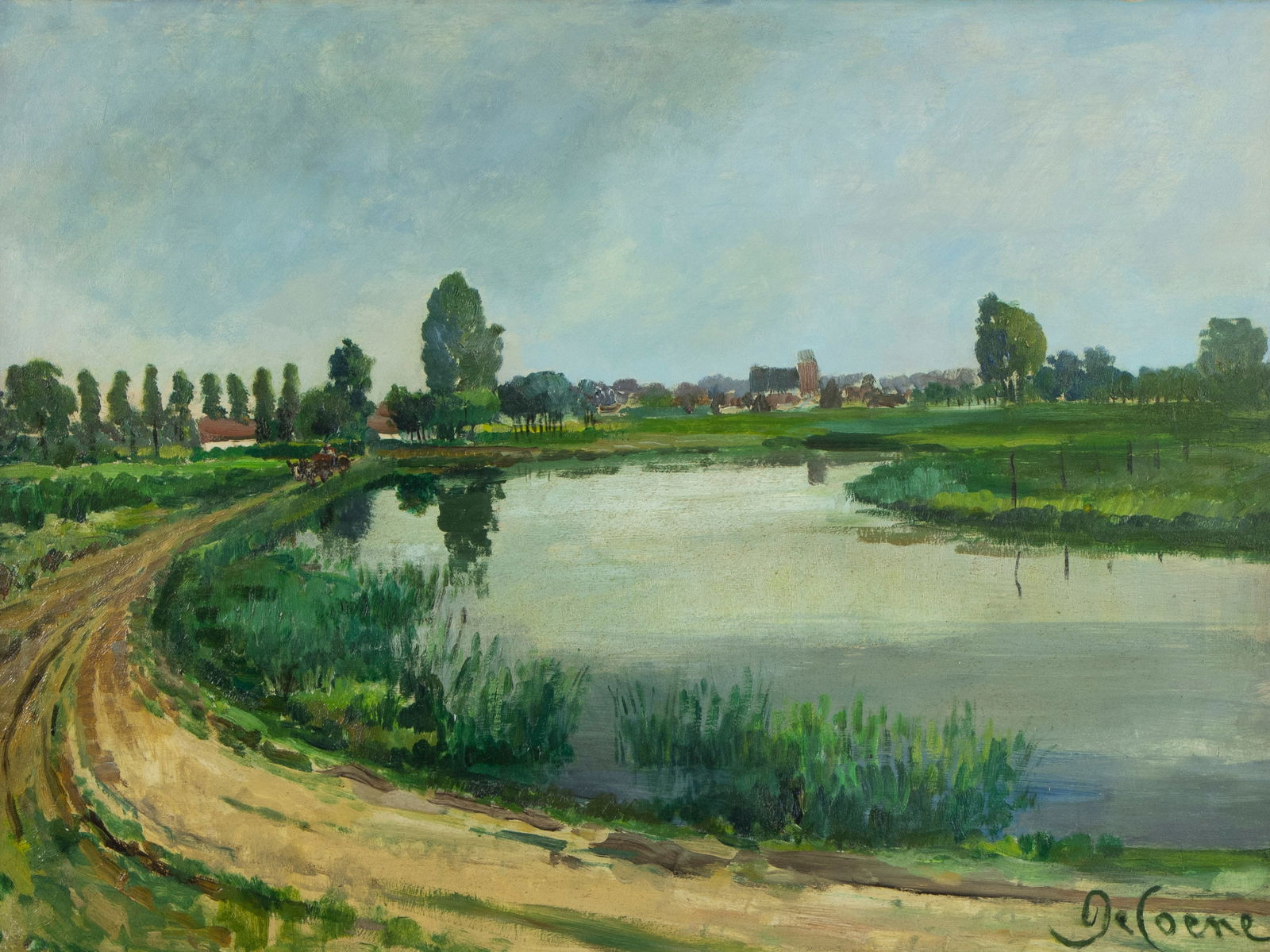Joseph DE COENE (1875-1950), oil on panel Summer view of the Lys, signed: Joseph DE COENE (1875-1950), oil on panel Summer view of the Lys, signedJoseph DE COENE (1875-1950), olie op paneel Zomers Leiezicht, getekend60 x 80 cm