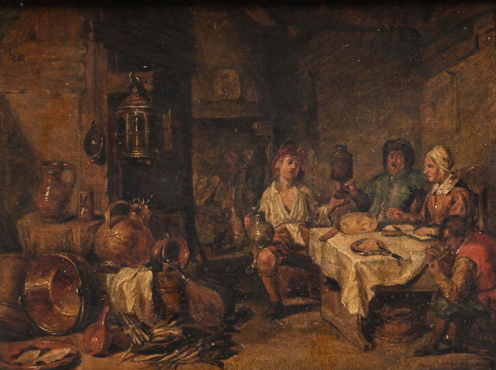 Southern Netherlands 19th century, oil on panel, inn scene, follower of Adriaen BROUWER: Southern Netherlands 19th century, oil on panel, inn scene, follower of Adriaen BROUWERZuidelijke Nederlanden 19e eeuw, olie op paneel herbergscene, navolger van Adriaen BROUWER26 x 33.5 cm