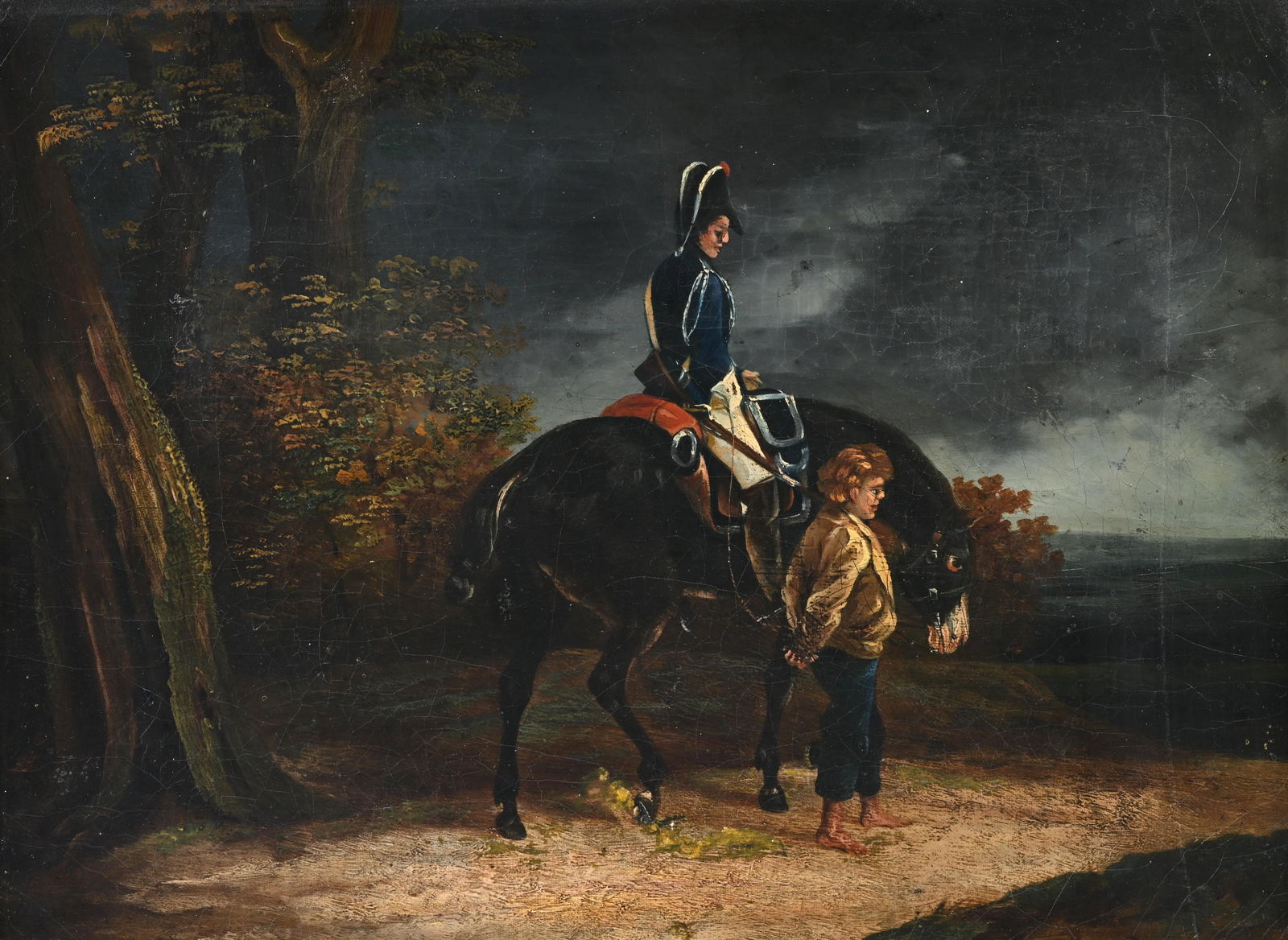French school, circa 1820-1850, oil on canvas Napoleonic soldier with prisoner, in original Empire (1 of 4)