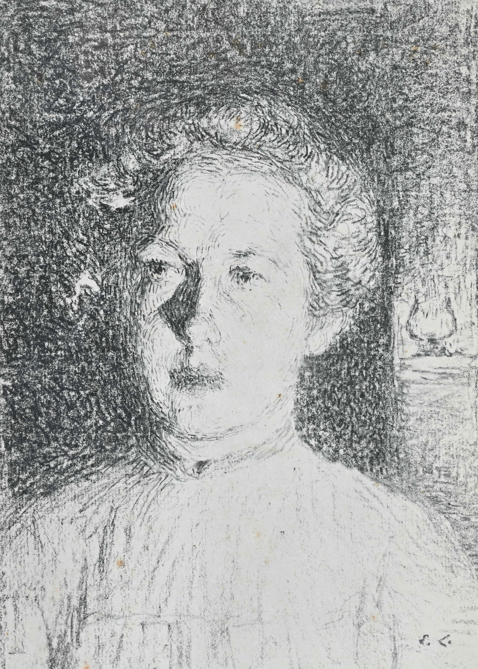 Emile CLAUS (1849-1924), lithograph Portrait, numbered 1/10 and signed in pencil and monogram in the: Emile CLAUS (1849-1924), lithograph Portrait, numbered 1/10 and signed in pencil and monogram in the plateEmile CLAUS (1849-1924), lithografie Portret, genummerd 1/10 en getekend in potlood en monogra