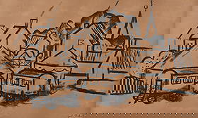 Gustave DE SMET (1877-1943), lithograph Circus in the village, circa 1930, signed: Gustave DE SMET (1877-1943), lithograph Circus in the village, circa 1930, signedGustave DE SMET (1877-1943), lithografie Circus in het dorp, circa 1930, getekend40 x 64.5 cm