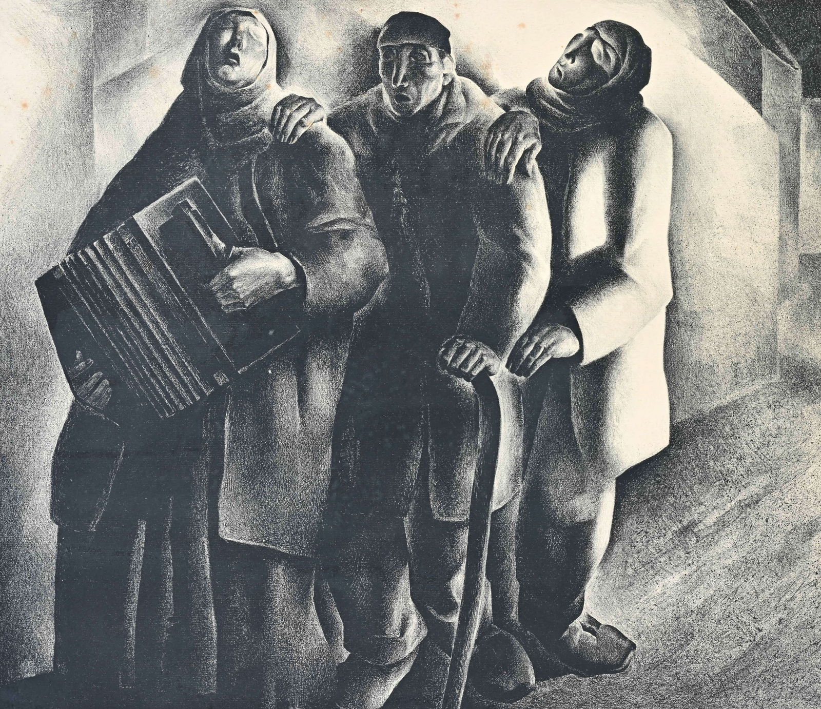 Anto CARTE (1886-1954),lithograph 'Les musiciens aveugles' 171/240, signed: Anto CARTE (1886-1954),lithograph 'Les musiciens aveugles' 171/240, signedAnto CARTE (1886-1954), lithografie 'Les musiciens aveugles' 171/240, getekend47.5 x 55 cm