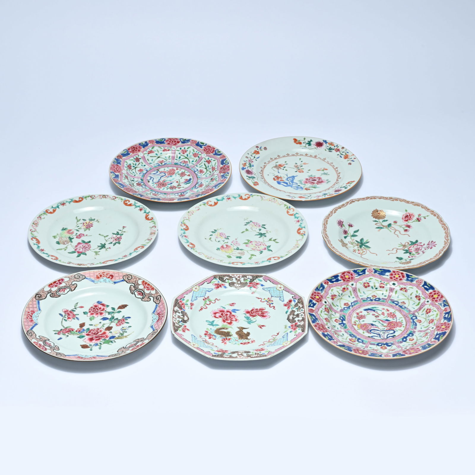 Collection of Chinese plates famille rose 18th century (1 of 15)