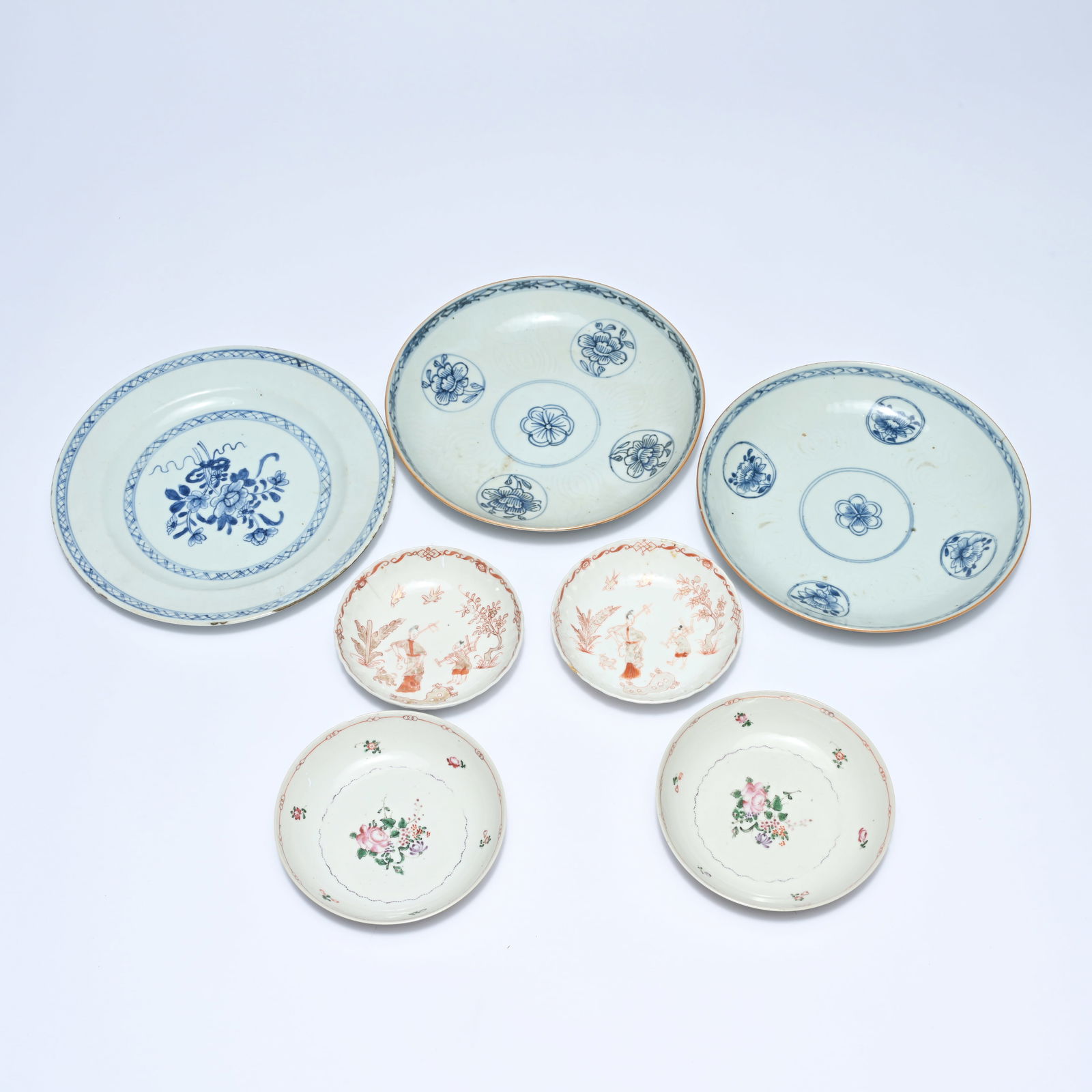 Collection of Chinese porcelain including 2 Kangxi saucers (iron red & gold) Kangxi, famille rose (1 of 8)