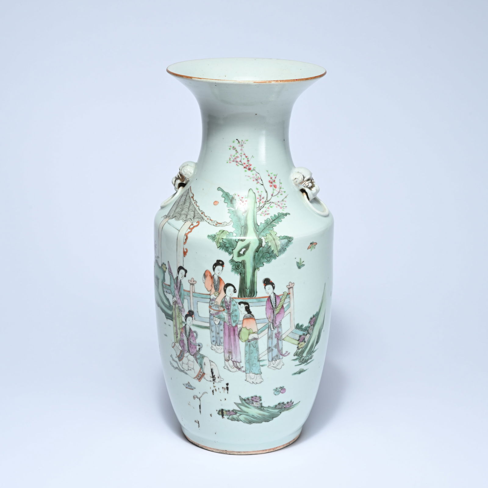 Chinese famille rose baluster vase with a garden scene and Chinese inscriptions, late 19th century (1 of 7)