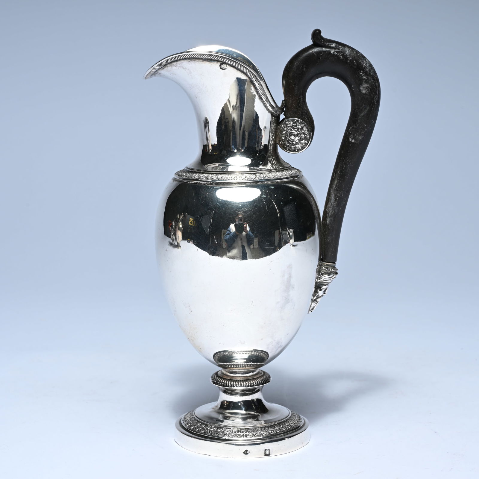 Silver milk jug, goldsmith Drion Louis, marked, with silver hallmark of a Janus head, Liège, 19th (1 of 6)