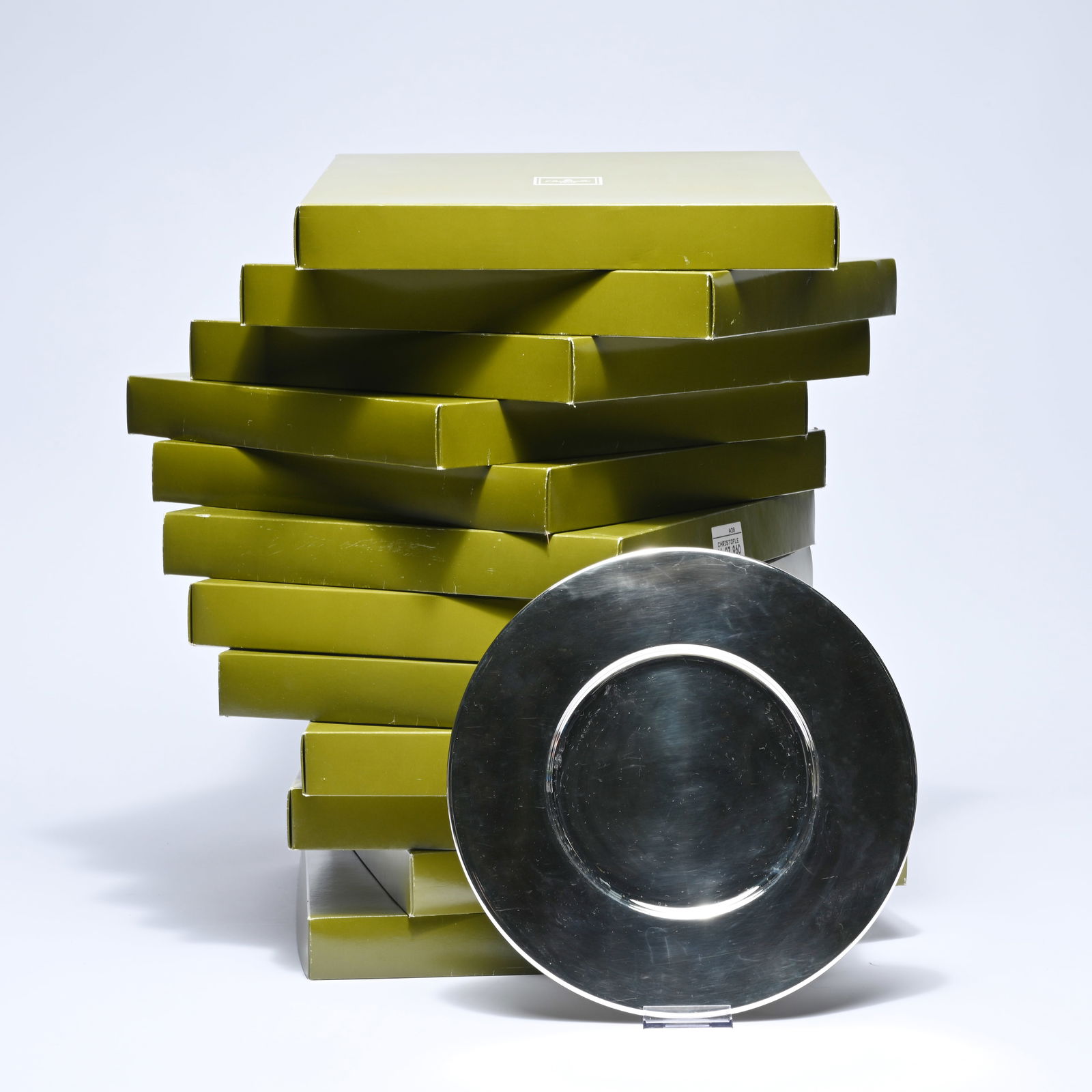 CHRISTOFLE FRANCE, 12 silver-platen underplates, marked (1 of 10)