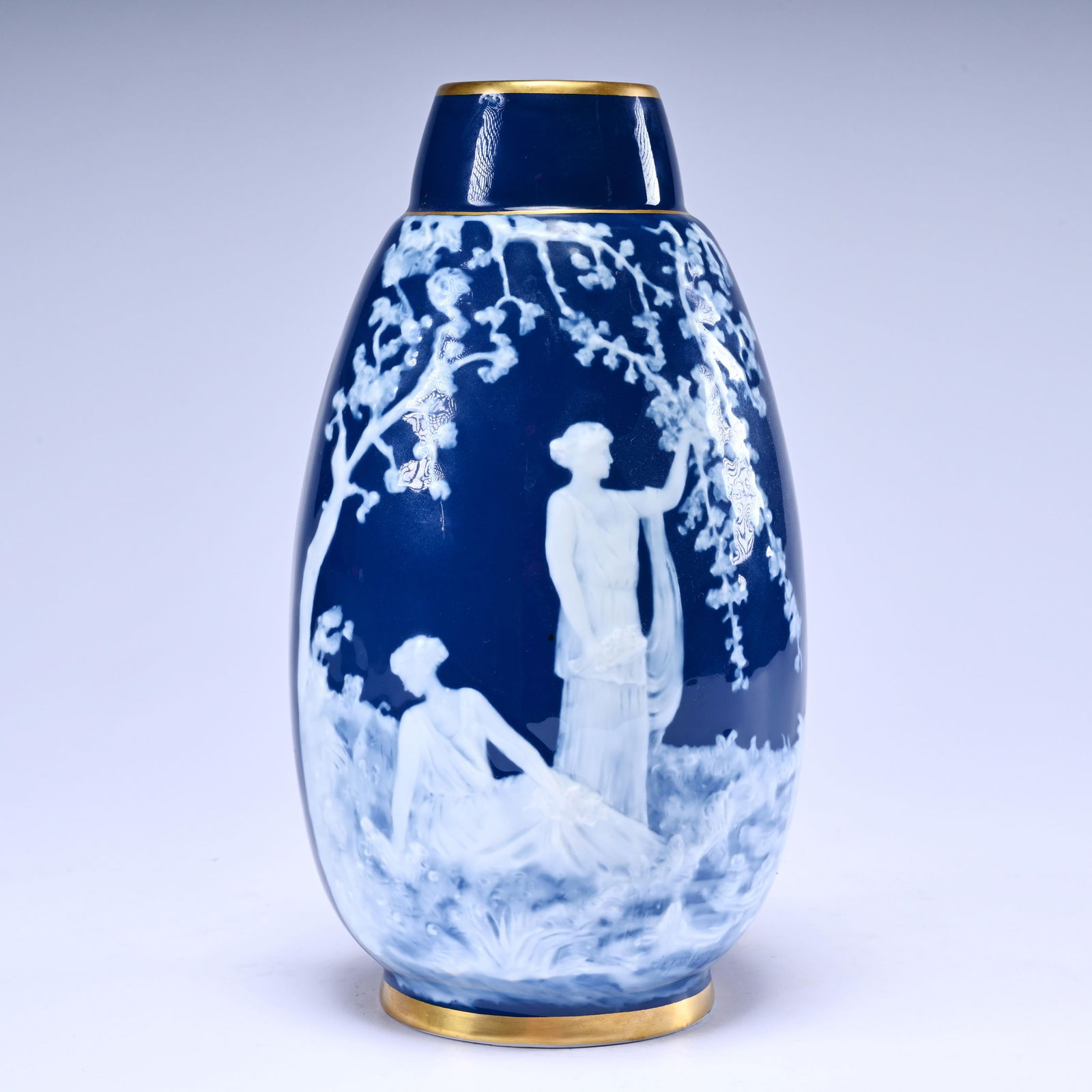 Marcel CHAUFRIASSE (1926-1990), Limoges vase in a pâte-sur-pâte technique of liquid porcelain over (1 of 6)