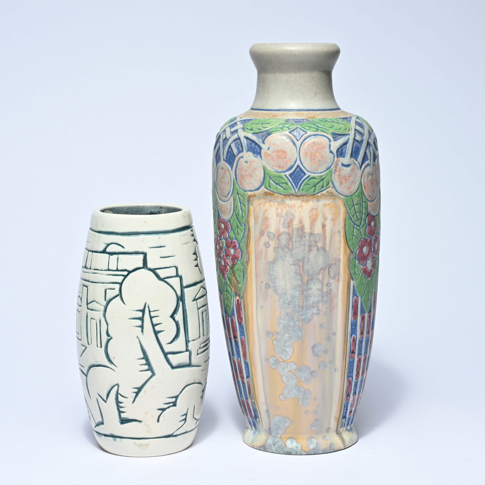 Joseph Mougin vase, Nancy, 2 stoneware vases, Art Nouveau vase with floral decoration and an Art (1 of 6)
