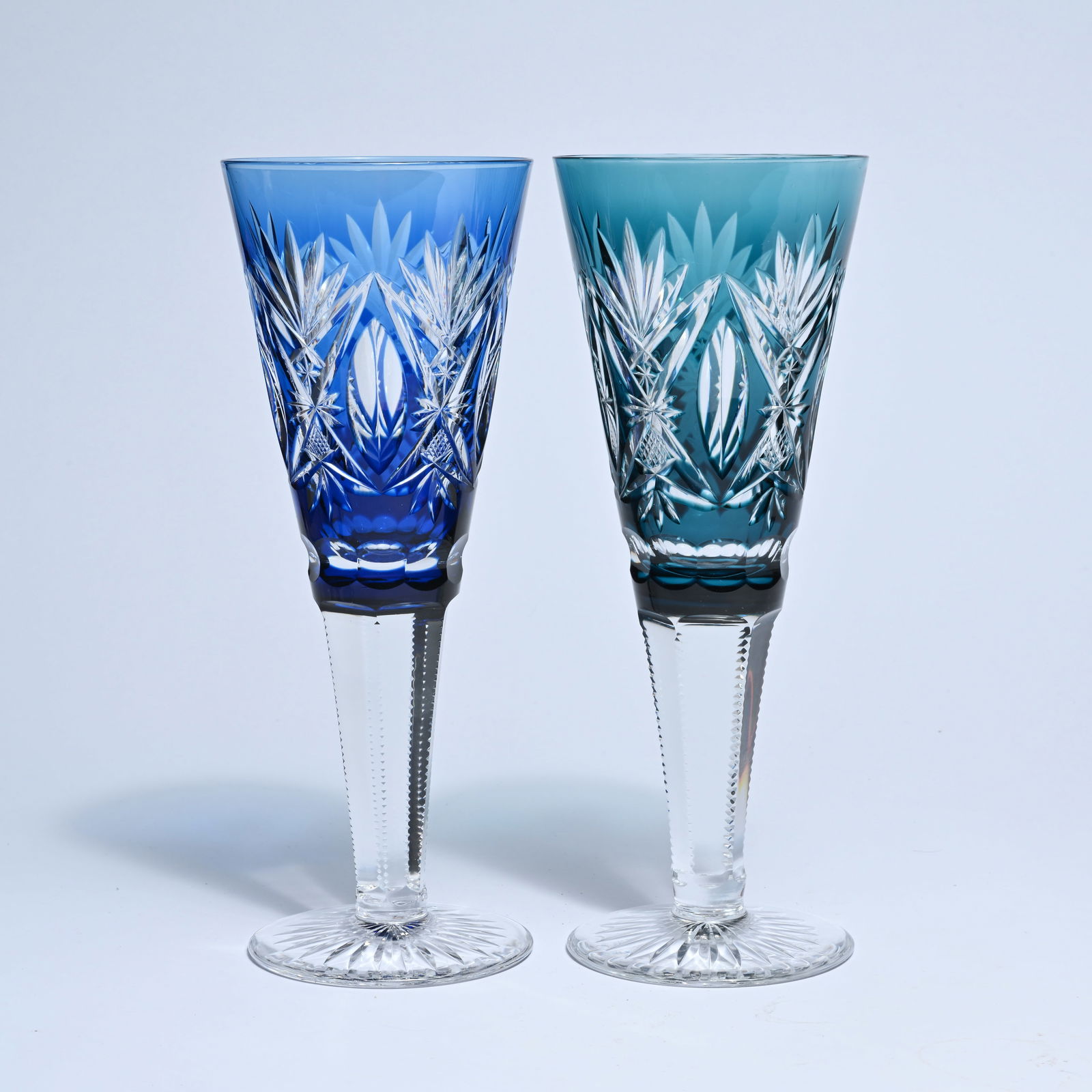 Val Saint Lambert, 2 wedding cups in cut crystal: Val Saint Lambert, 2 wedding cups in cut crystalVal Saint Lambert, 2 huwelijksbekers in geslepen kristalH 28 cm