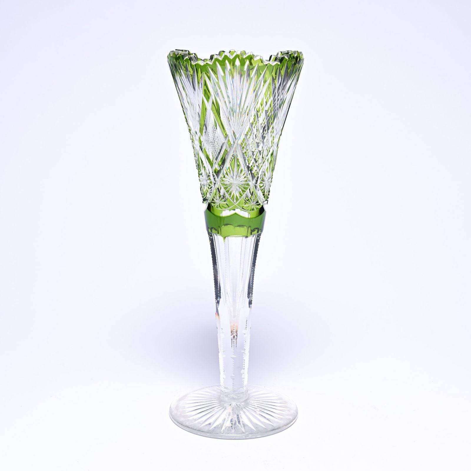 Val Saint Lambert large clear and green cut crystal wedding cup (1 of 7)