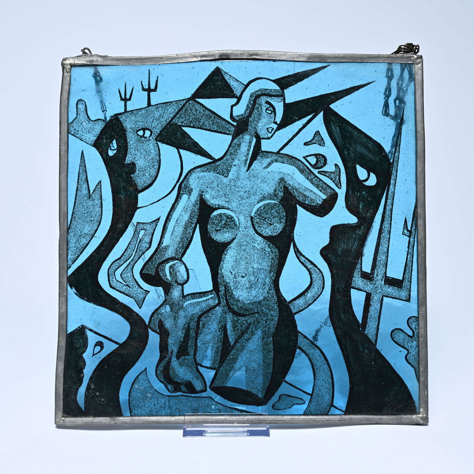 Edgar SCAUFLAIRE (1893-1960), églomisé, cubist nude: Edgar SCAUFLAIRE (1893-1960), églomisé, cubist nudeEdgar SCAUFLAIRE (1893-1960), églomisé, kubistisch naakt25.5 x 25.5 cm