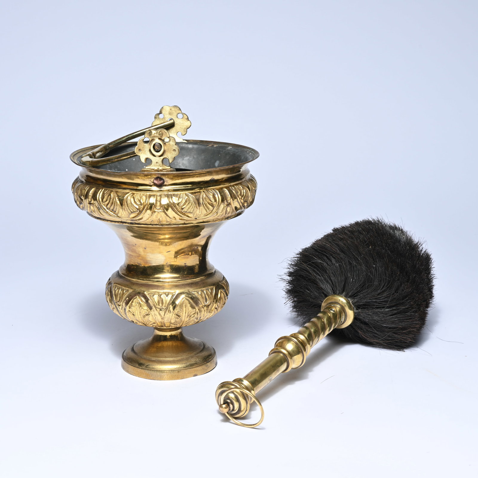 Gilded metal holy water bucket with aspergillum (1 of 7)