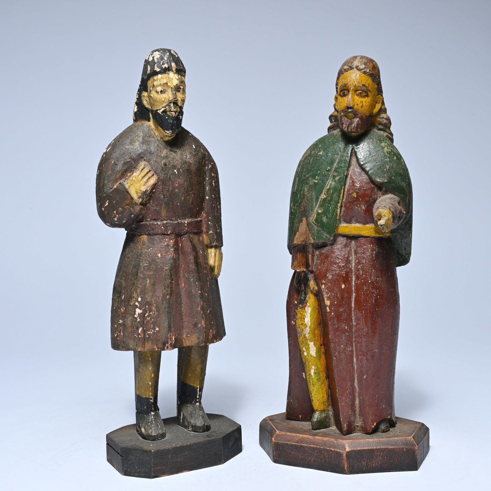 2 18th century wooden statues, folk art, original polychromy (1 of 5)