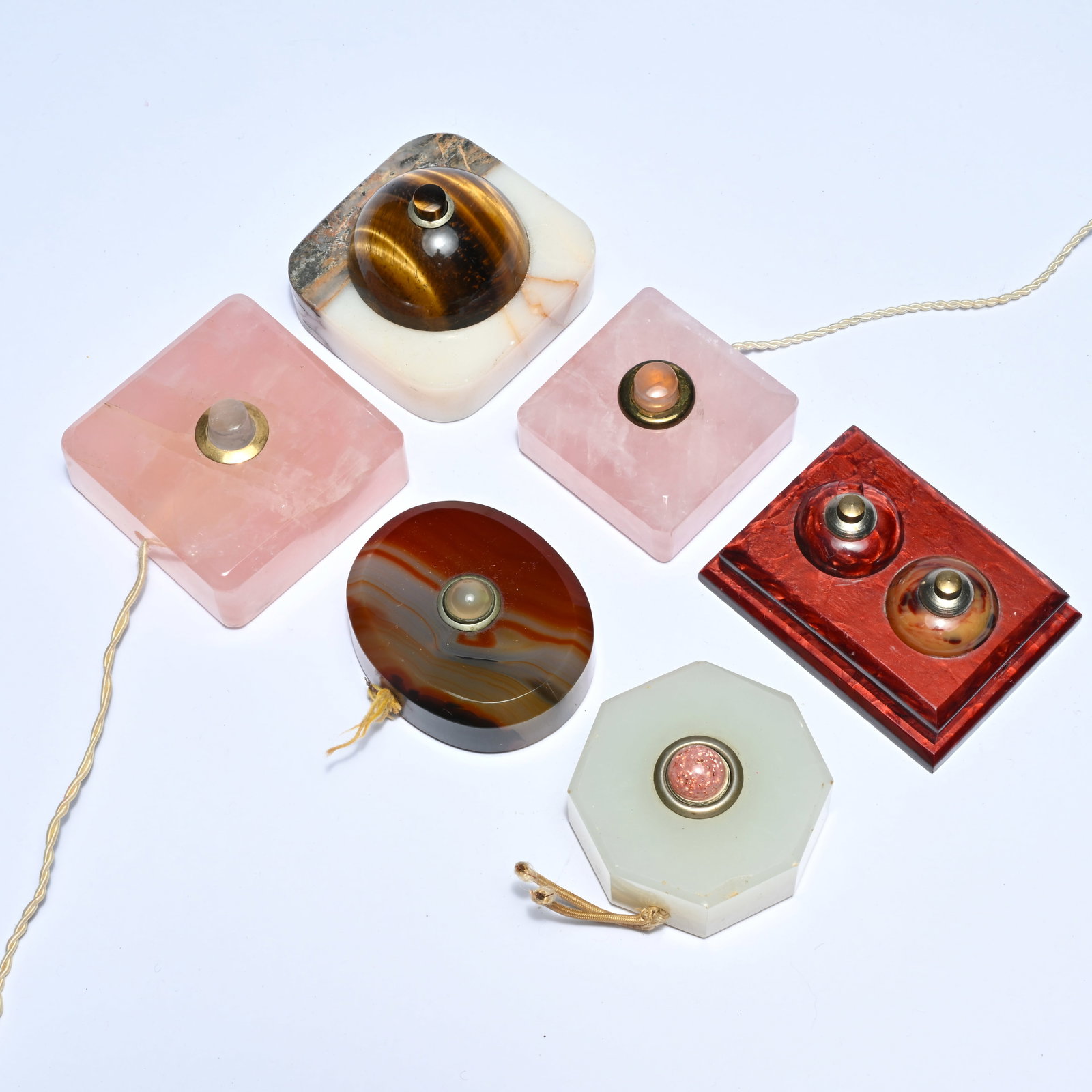 6 Art Deco salon or butler bells, including onyx and marble (1920-1935), France/Belgium (1 of 8)