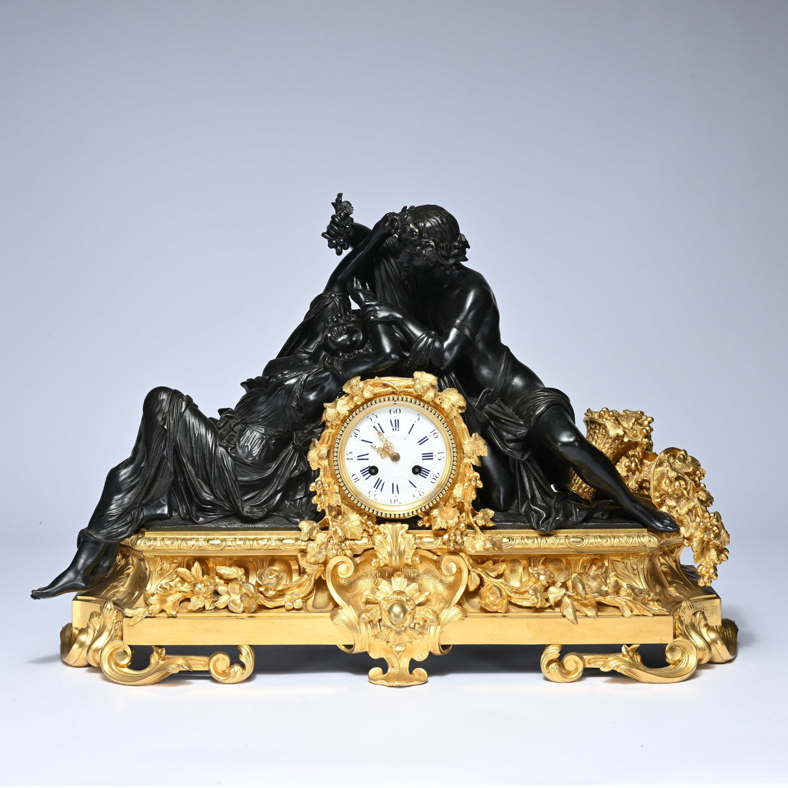 Monumental French mantel clock, signed 'Jacquier à Paris' (dial and movement) and stamped (1 of 7)