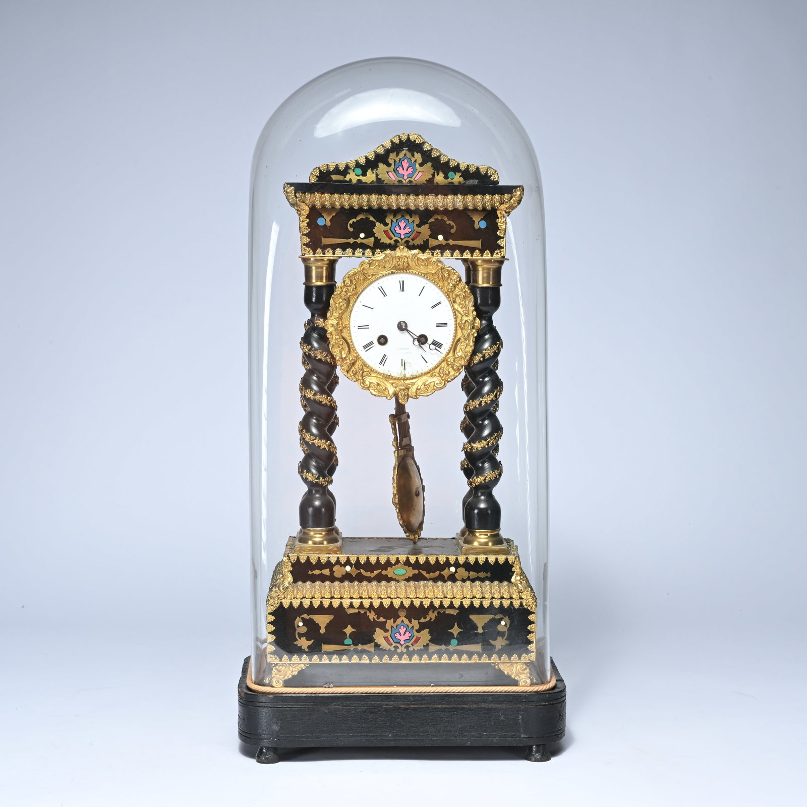 French Napoleon III sous globe clock (19th century), signed Labbey, Montmartre, with gilt messing (1 of 7)