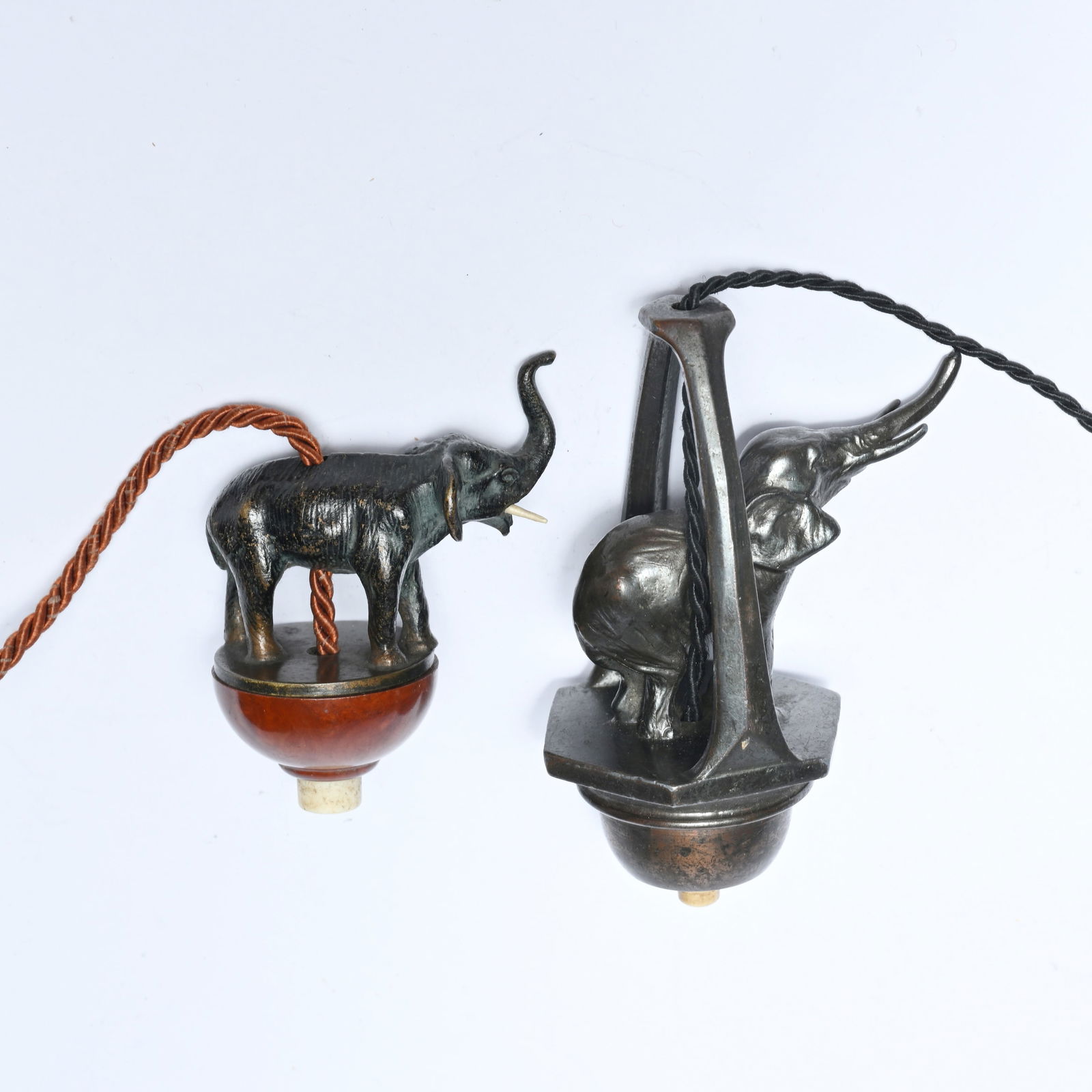 2 Art Nouveau salon bells or butler bells in bronze, each with an elephant motif. (circa 1900), in (1 of 5)