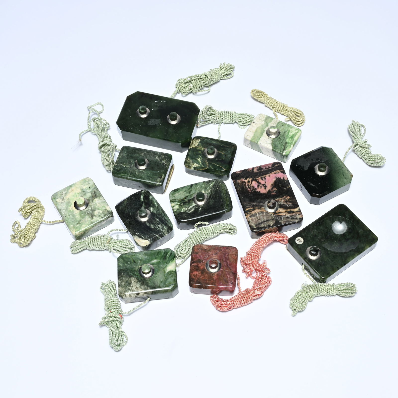 Collection of 12 salon or butler bells in Nephriet, circa 1900 (1 of 7)