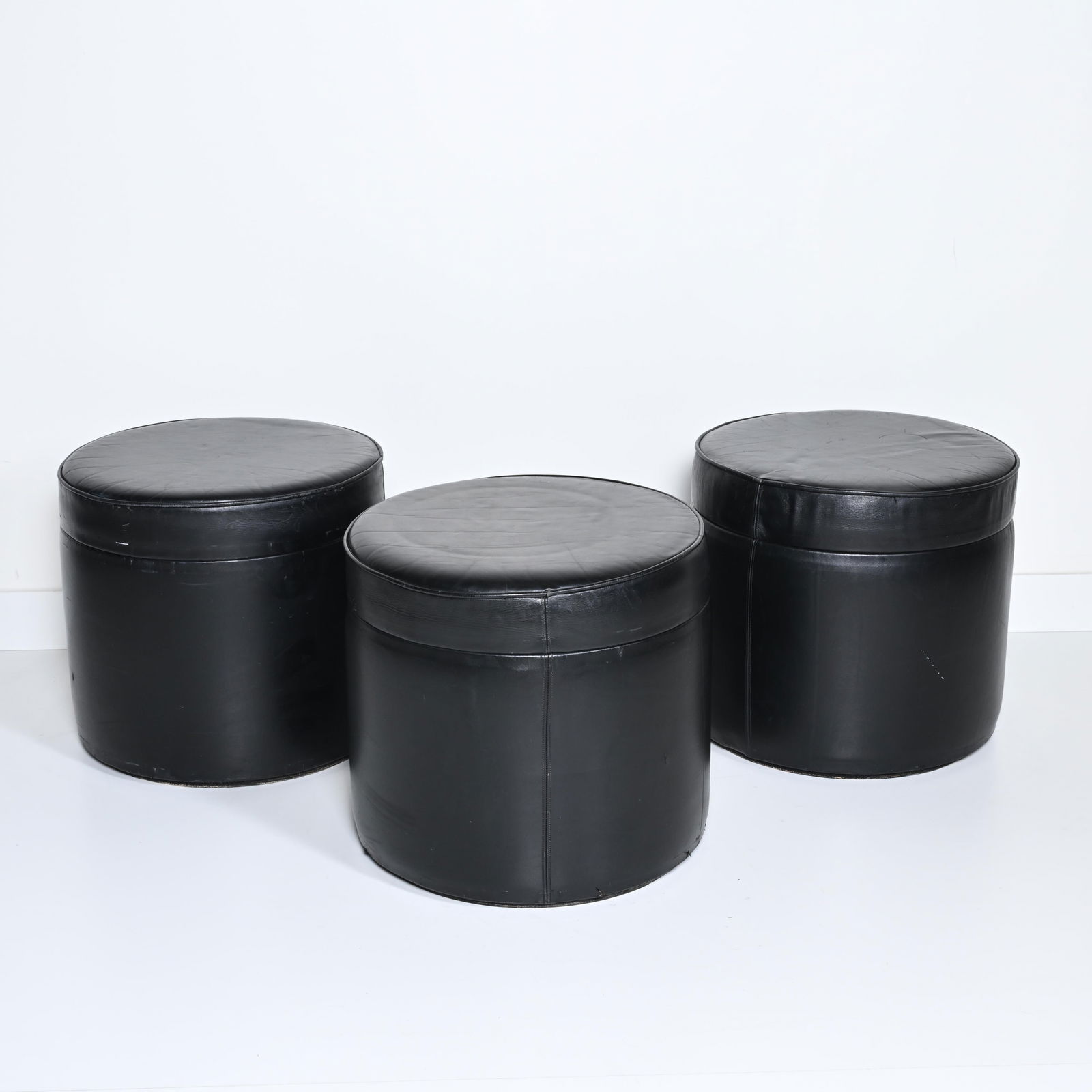 3 imitation leather poufs from the Paris Plage hotel in Le Touquet, France (1 of 4)