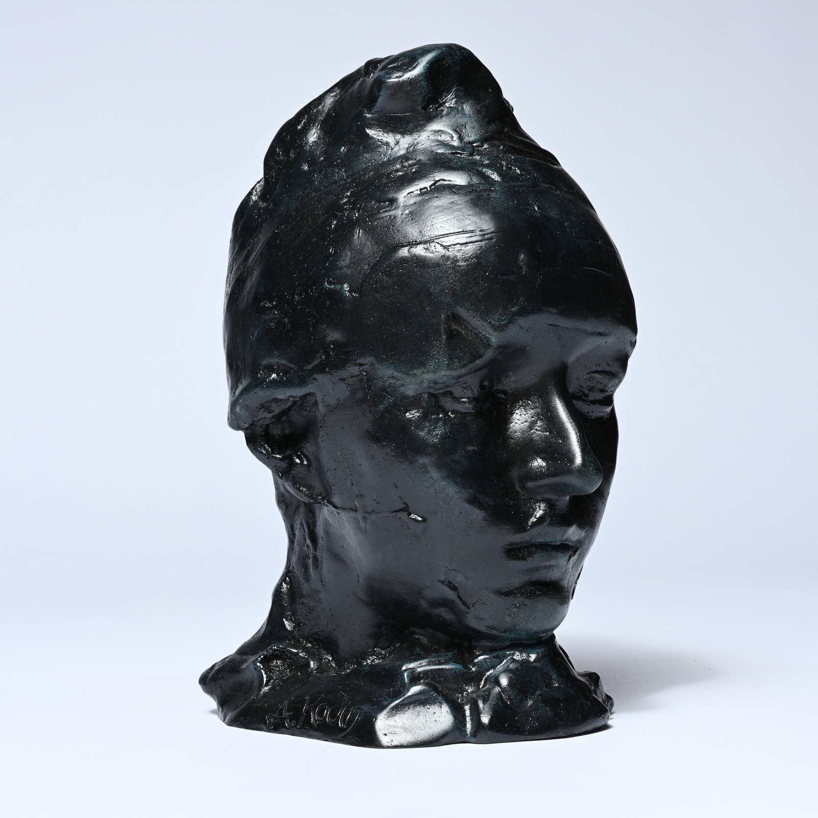 Auguste RODIN (1840-1917), Head of Camille Claudel with a cap, signed (posthumous edition) (1 of 7)