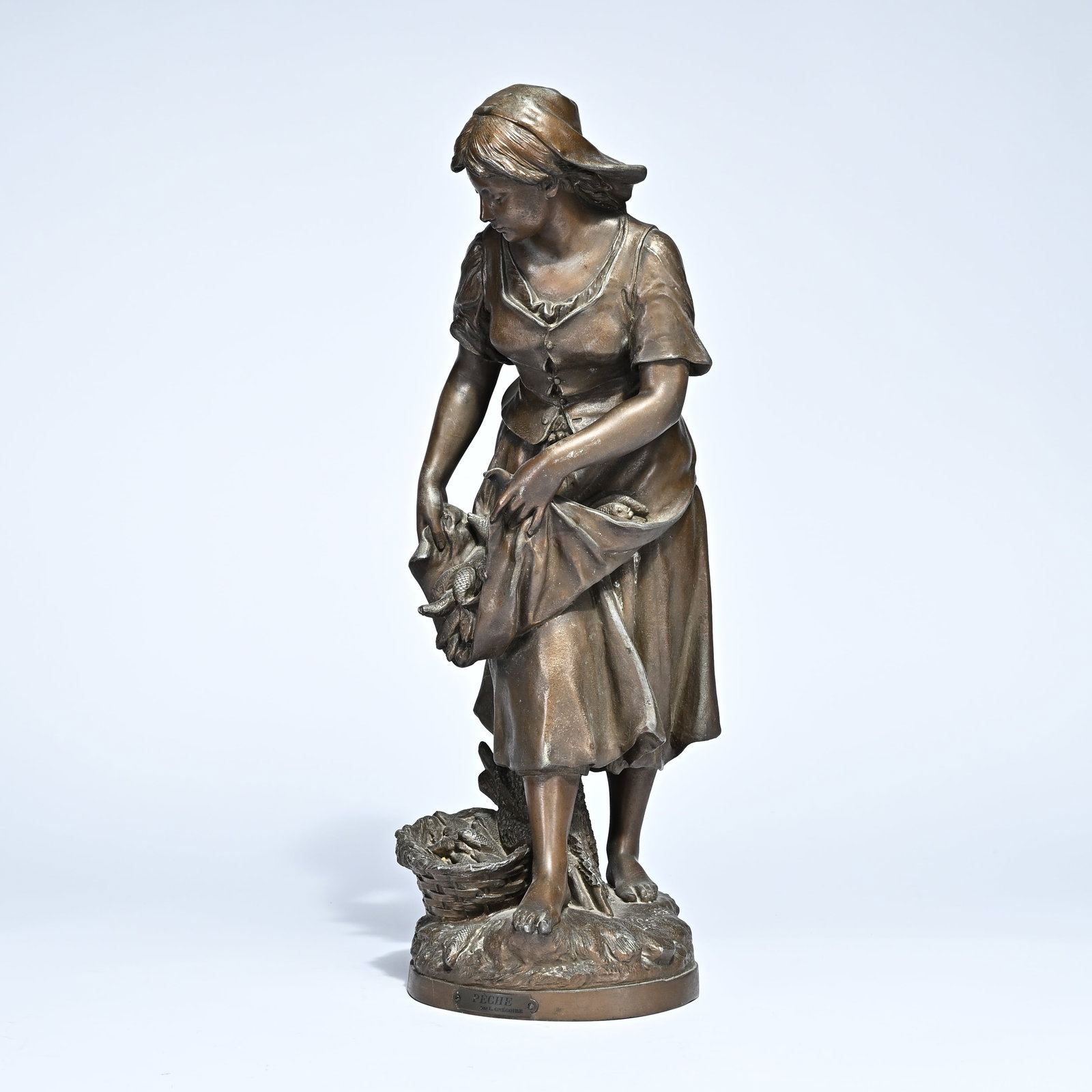 Louis GReGOIRE (1840-1890), La peche, sculpture in patinated bronze, signed (posthumous) (1 of 9)
