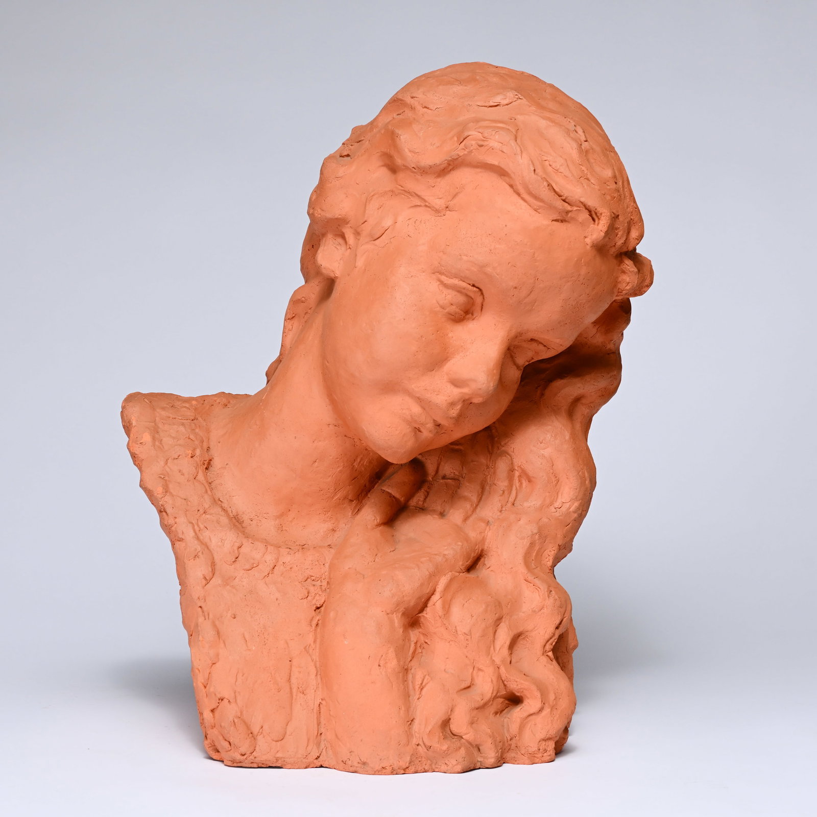Koos VAN DER KAAIJ (1899-1976), terracotta bust of a young girl 1948, signed, numbered 15/15: Koos VAN DER KAAIJ (1899-1976), terracotta bust of a young girl 1948, signed, numbered 15/15Koos VAN DER KAAIJ (1899-1976), terracotta buste van een jong meisje 1948, getekend, genummerd 15/15H 43.5 c