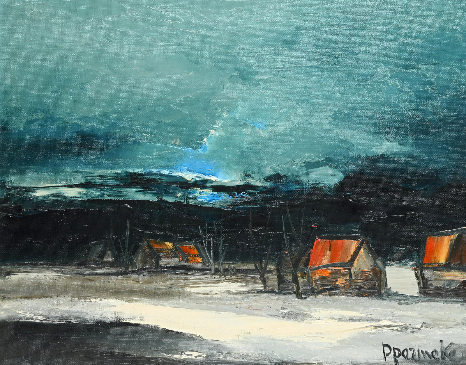 Paul Permeke (1918–1990), oil on canvas, winter landscape, signed: Paul Permeke (1918–1990), oil on canvas, winter landscape, signedPaul Permeke (1918-1990), olie op doek, winterlandschap, gesigneerd