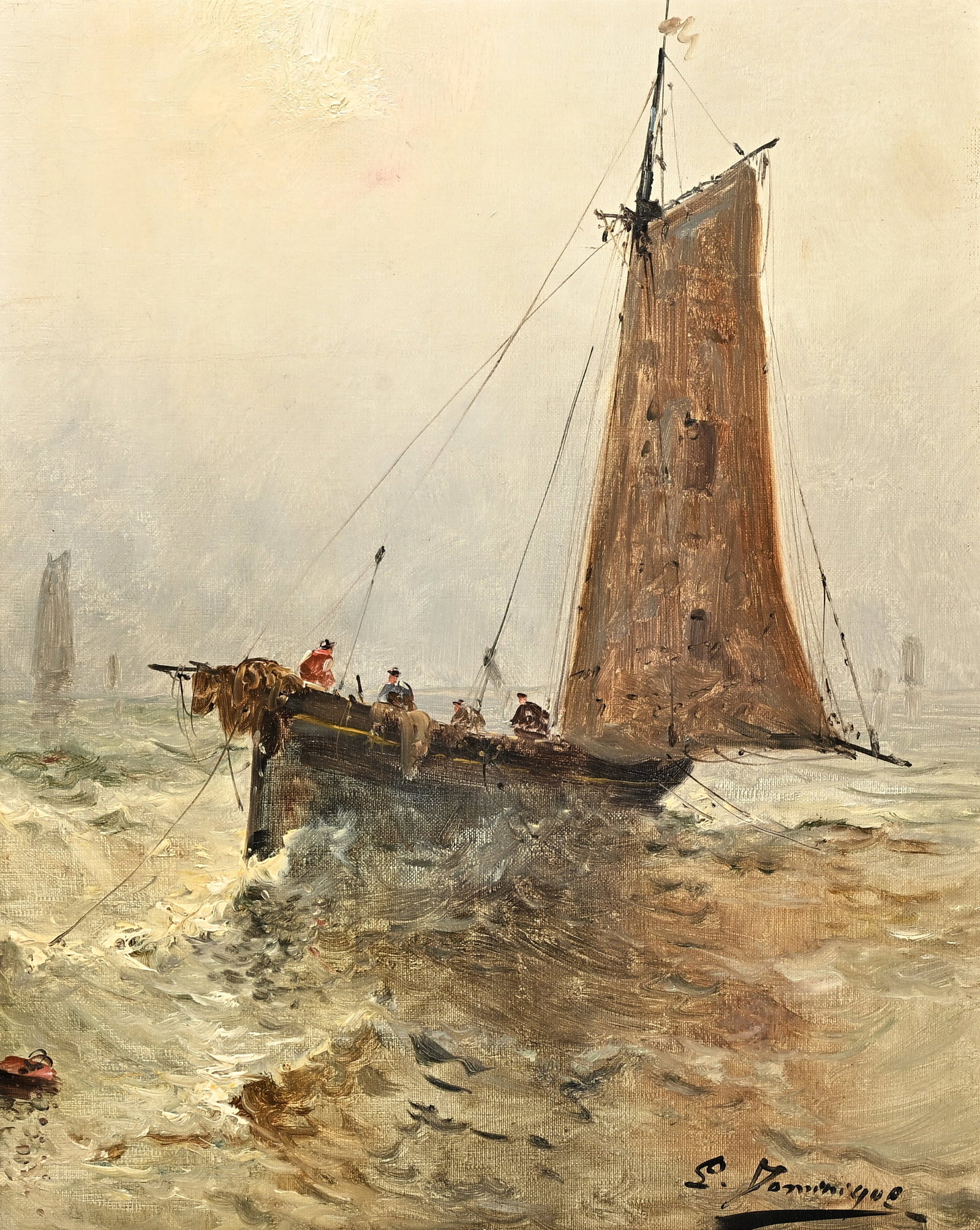 E. Dominique, Marine, oil on canvas, signed (1 of 10)