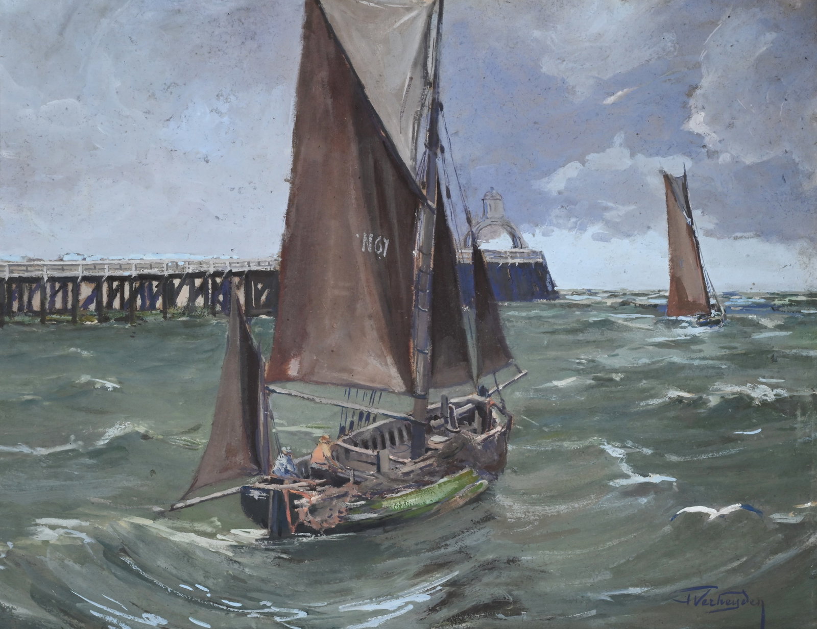 Phillipe VERHEYDEN (1919-1991), Fishing Boats, oil on canvas, signed (1 of 6)