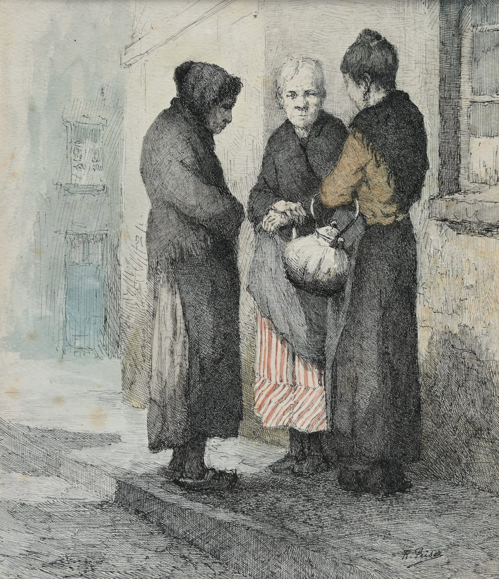 Kurt PEISER (1887-1962), The Three Women, mixed media, signed (1 of 4)