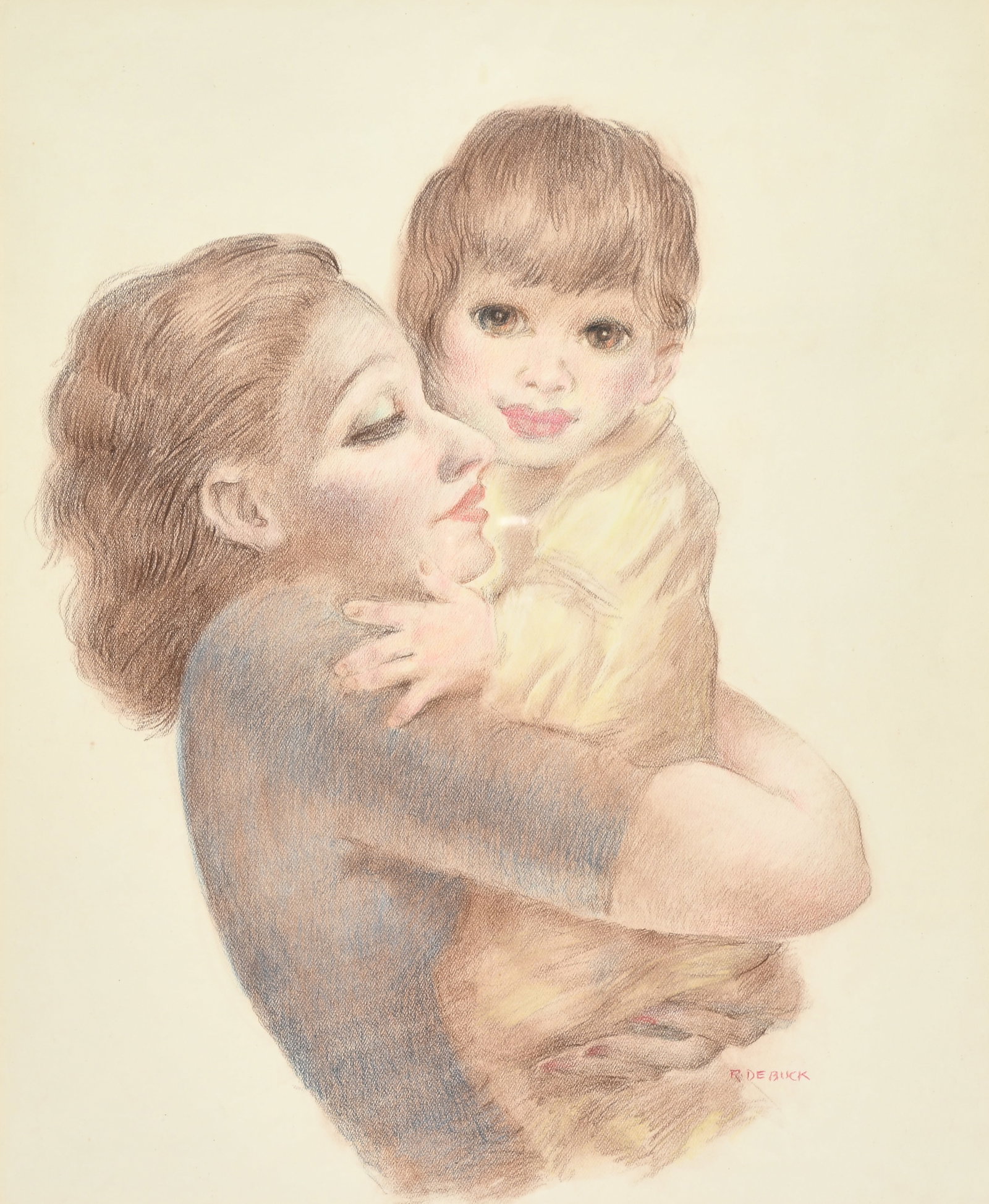 Raphael DE BUCK (1902-1986), Mother and Child, oil on canvas, pencil drawing on paper, signed (1 of 5)