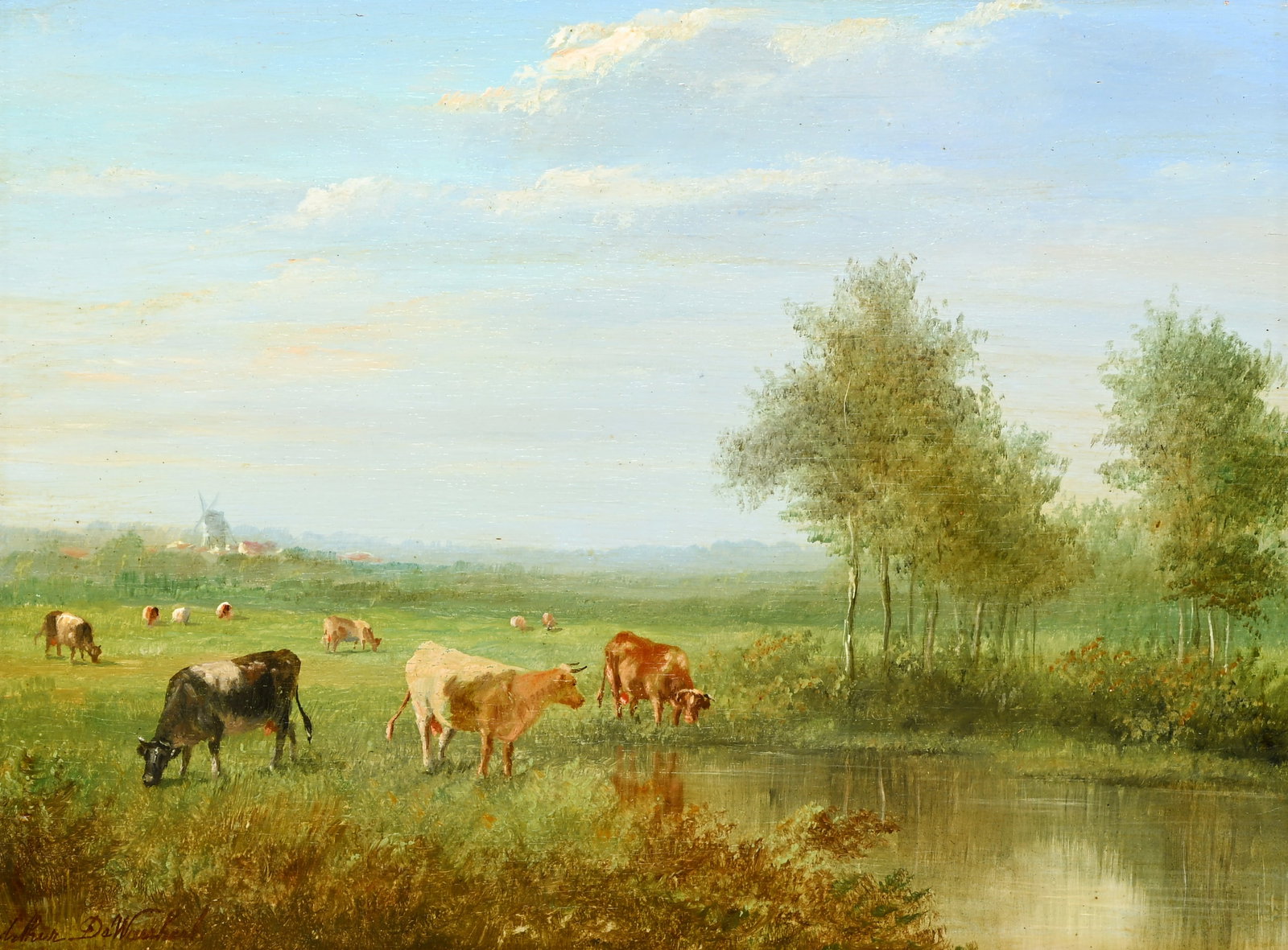 Arthur DE WAERHERT (1881-1944), oil on panel, Cows by the pond, signed (1 of 7)