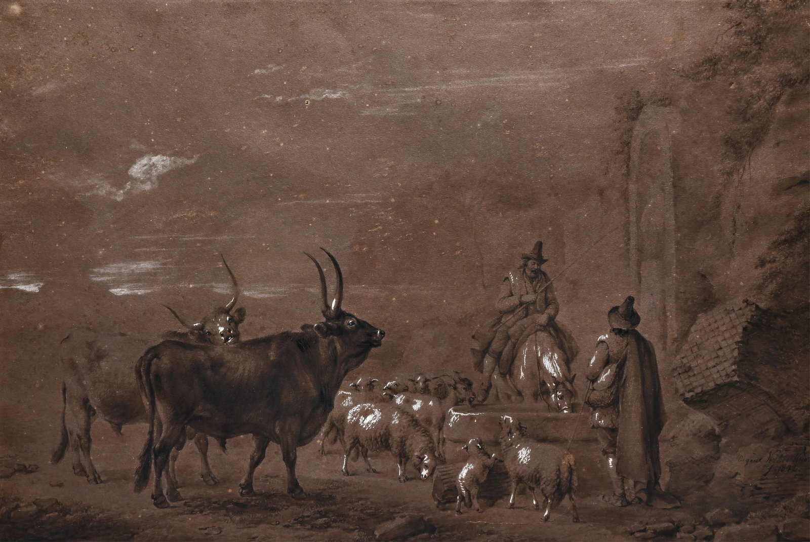 Eugene VERBOECKHOVEN (1798/99-1881), drawing, signed and dated 1842 (1 of 7)