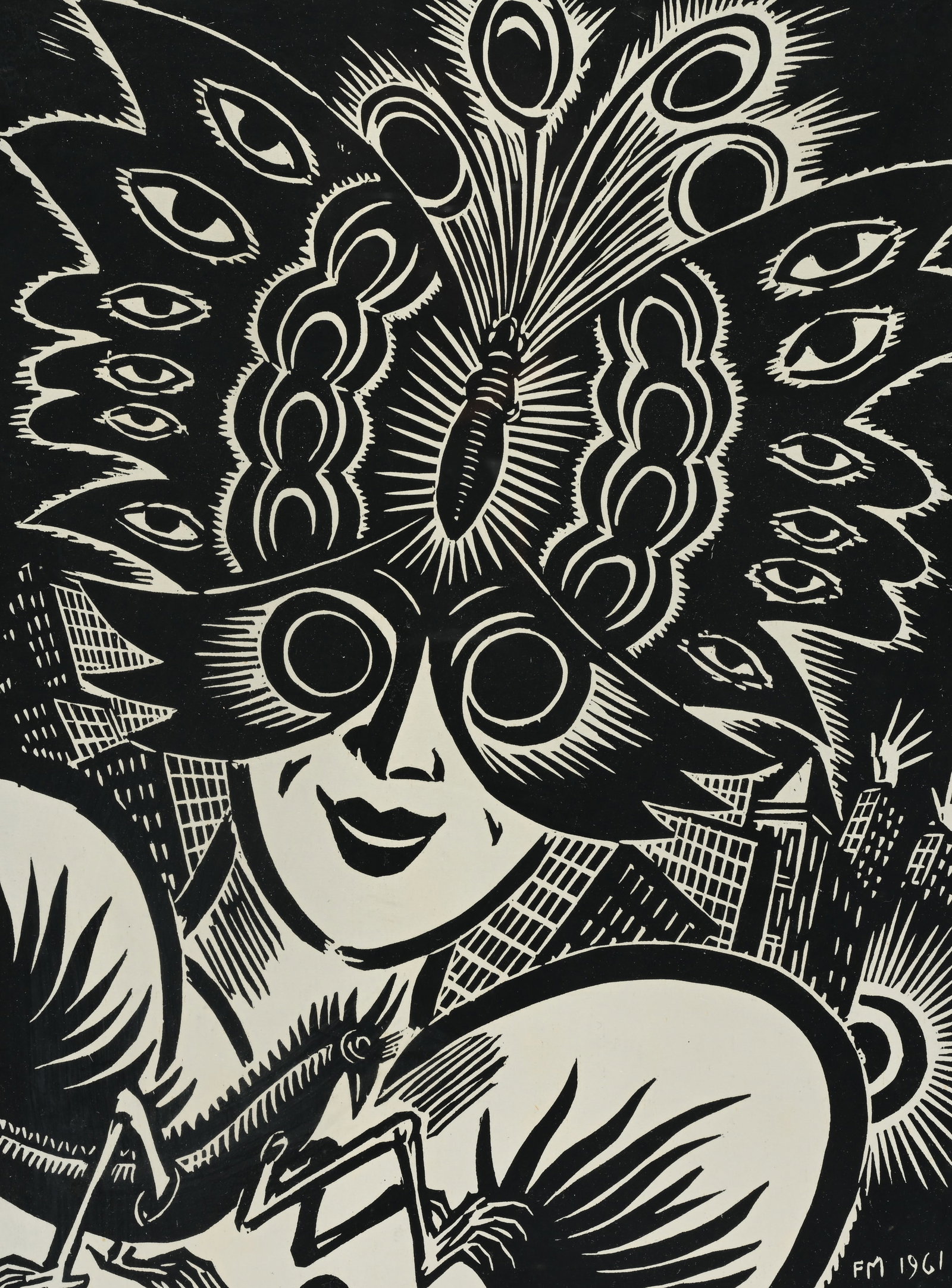Frans MASEREEL (1889-1972), 'Crazy story XI', woodcut 20/25, signed and dated 1961 (1 of 5)
