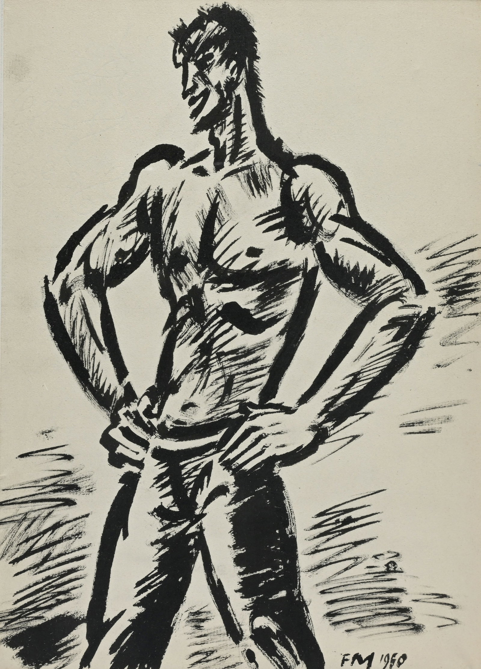 Frans MASEREEL (1889-1972), ink on paper, monogram and dated 1950: Frans MASEREEL (1889-1972), ink on paper, monogram and dated 1950Frans MASEREEL (1889-1972), inkt op papier, monogram en gedateerd 195030 x 21.5 cm