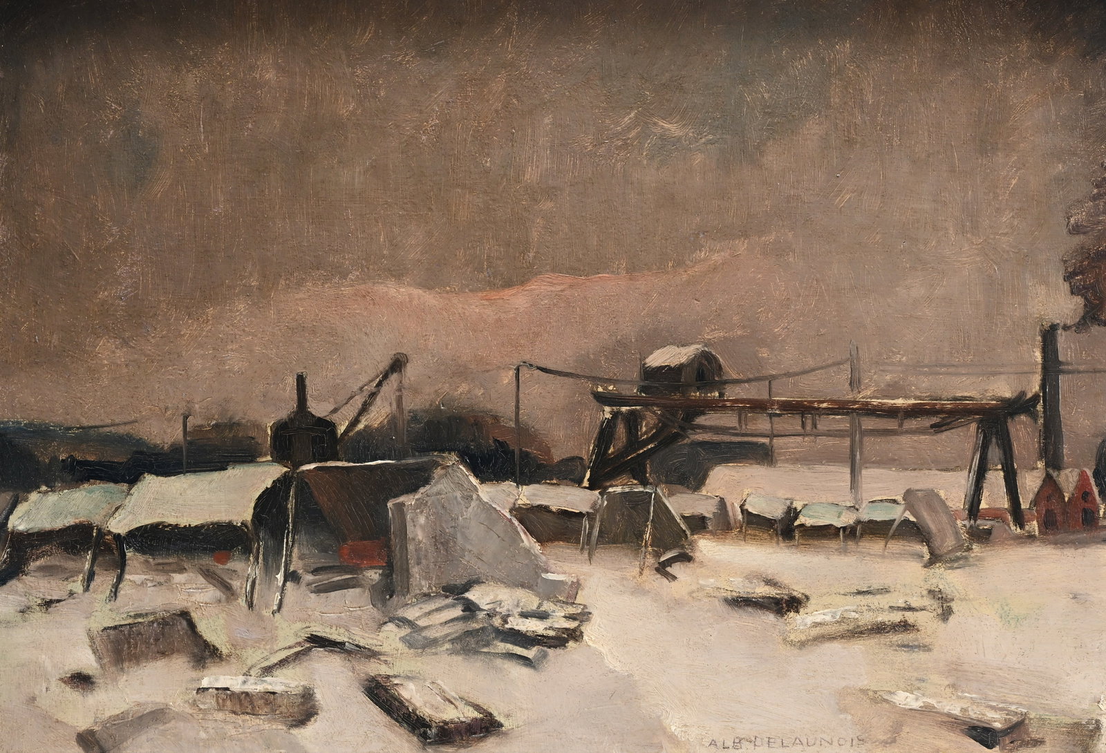 Albert DELAUNOIS (1895-1936), oil on panel Winter landscape, signed (1 of 6)