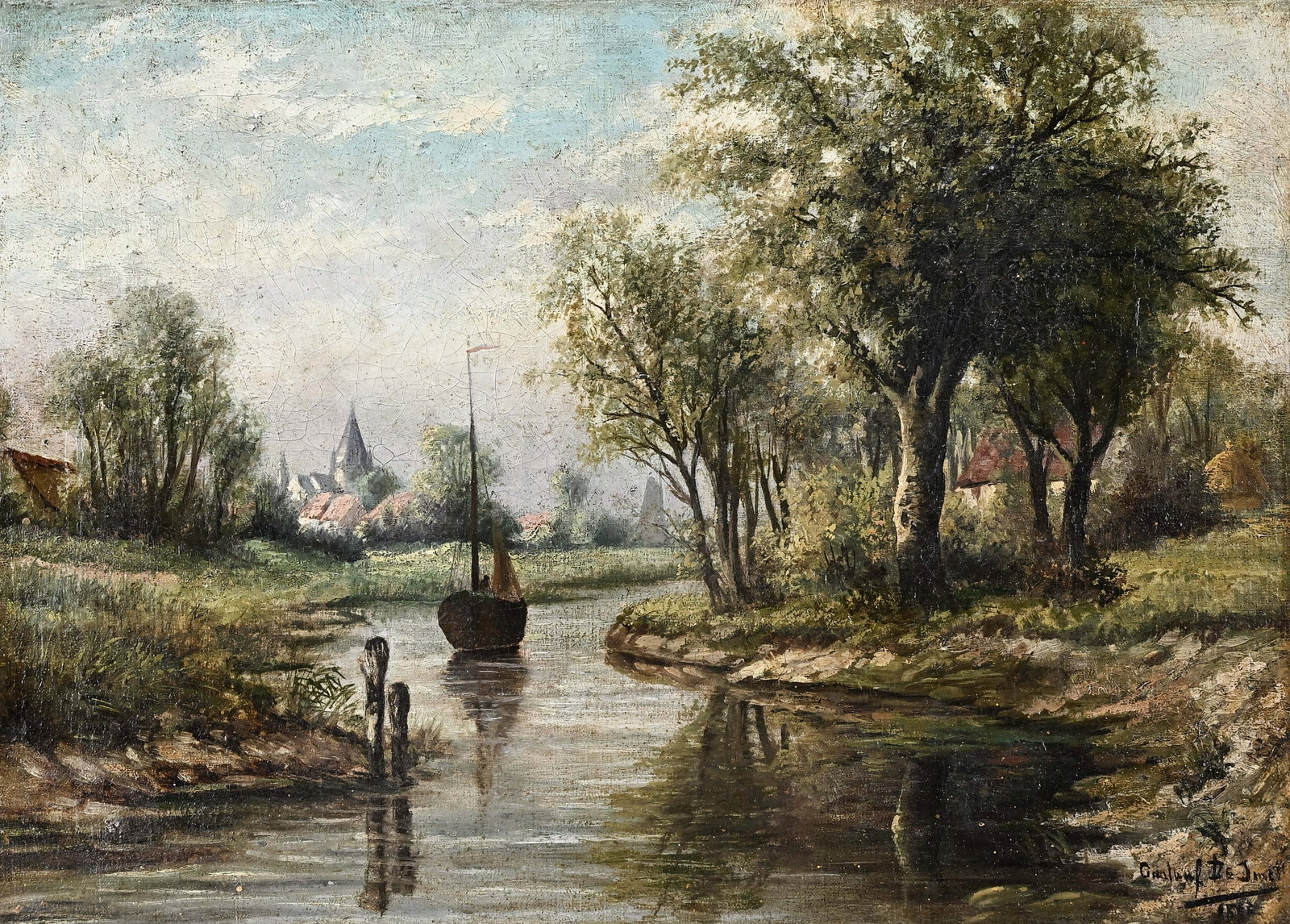 Gustave DE SMET (1877-1943), View of the Leie, oil on canvas on panel, signed and dated 1882 (1 of 10)