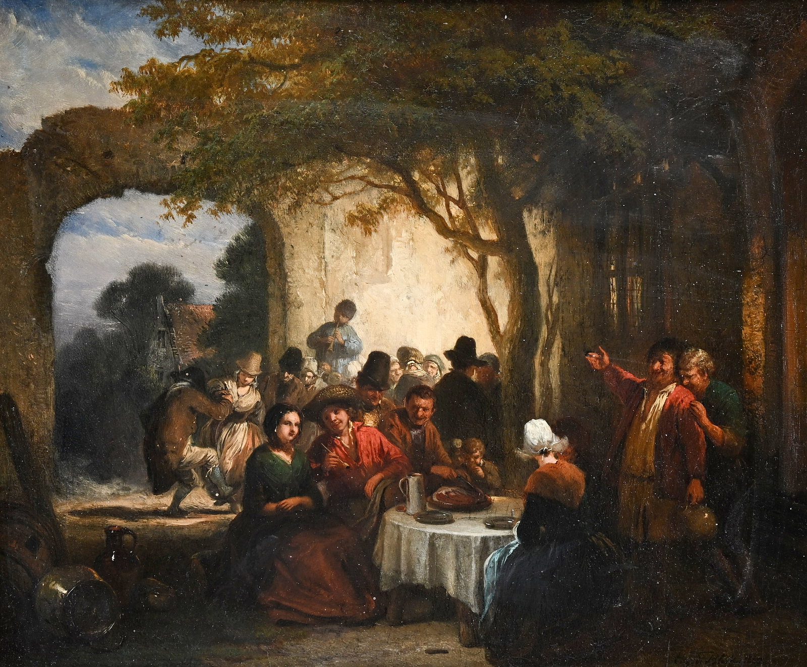 Eugene François DE BLOCK (1812-1893), Village festival, oil on panel, signed (1 of 8)