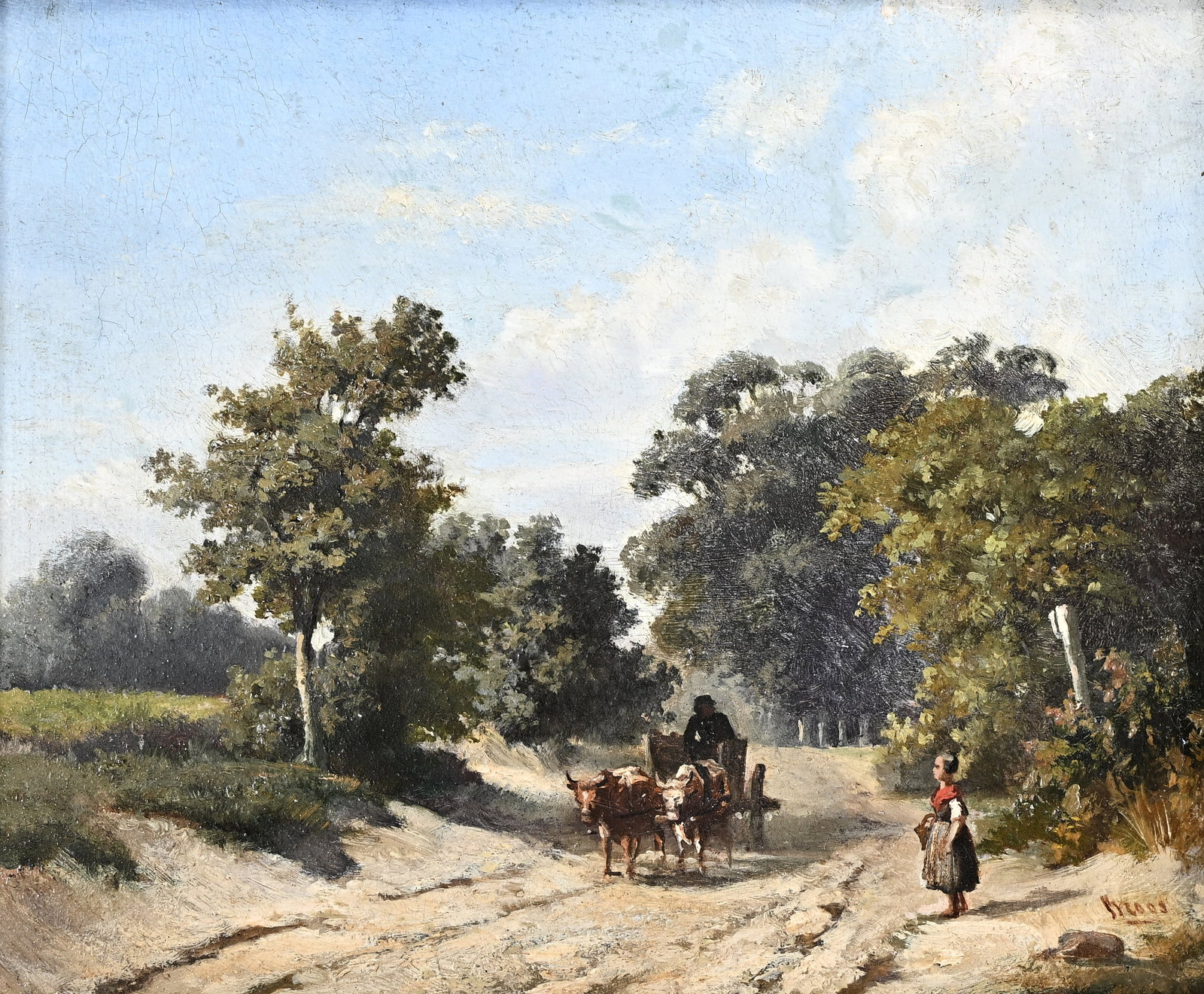 Jan Jacob BROOS (1833-1882), Animated Landscape, oil on canvas, signed (1 of 8)