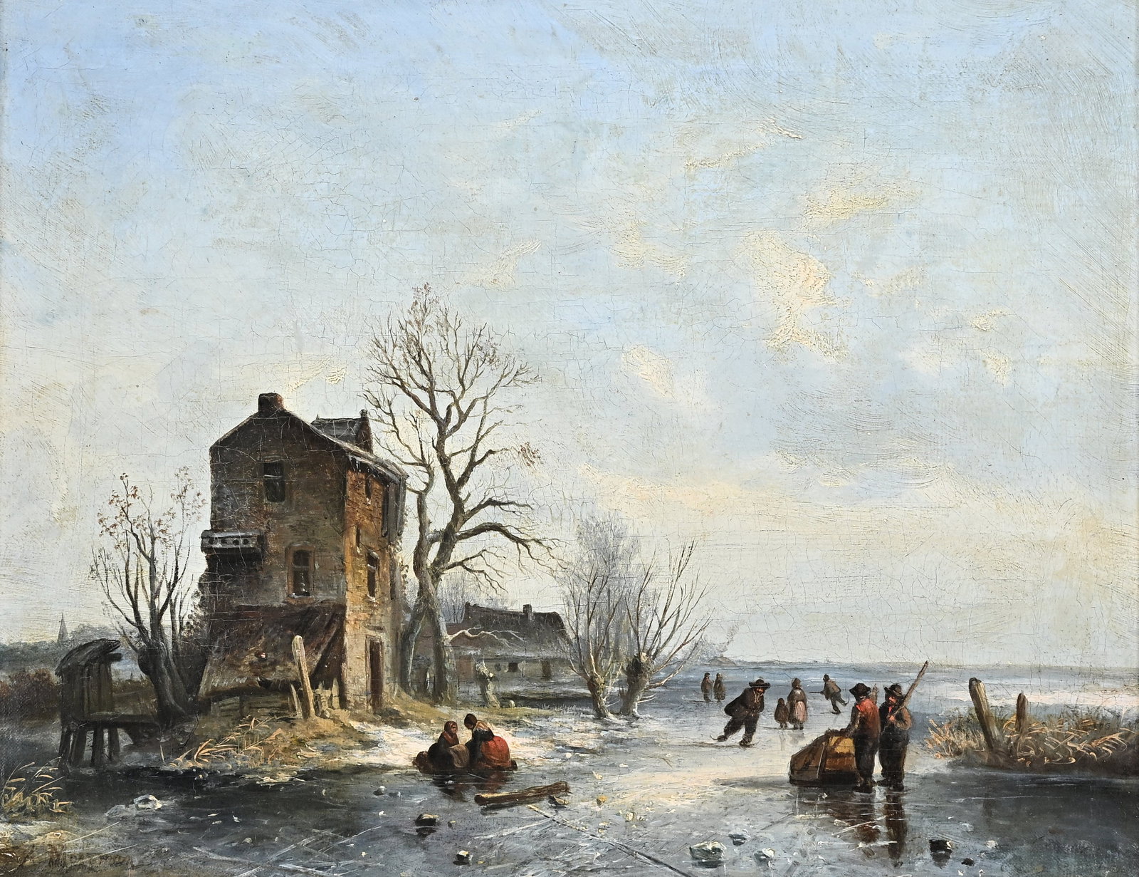 Albert Edouard MOERMAN (1808-1856), Winter Scene with Skaters, oil on canvas, signed (1 of 9)